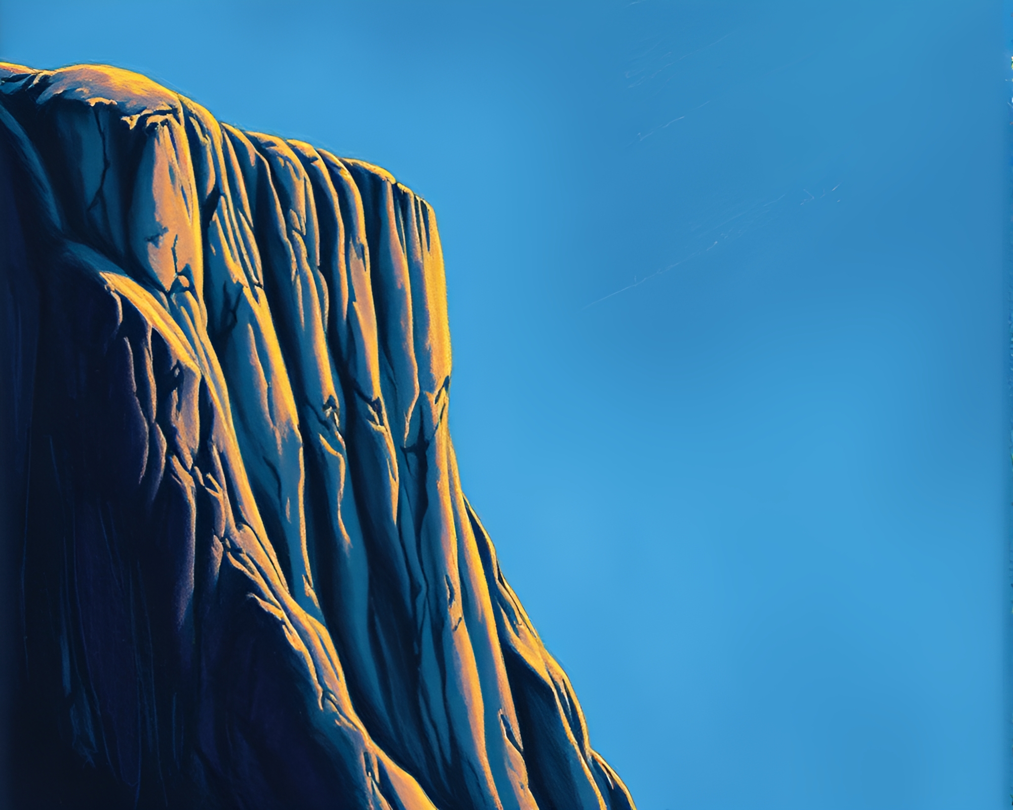 Pixelated Cliff with Metallic Crayon Art Style – free AI stock image