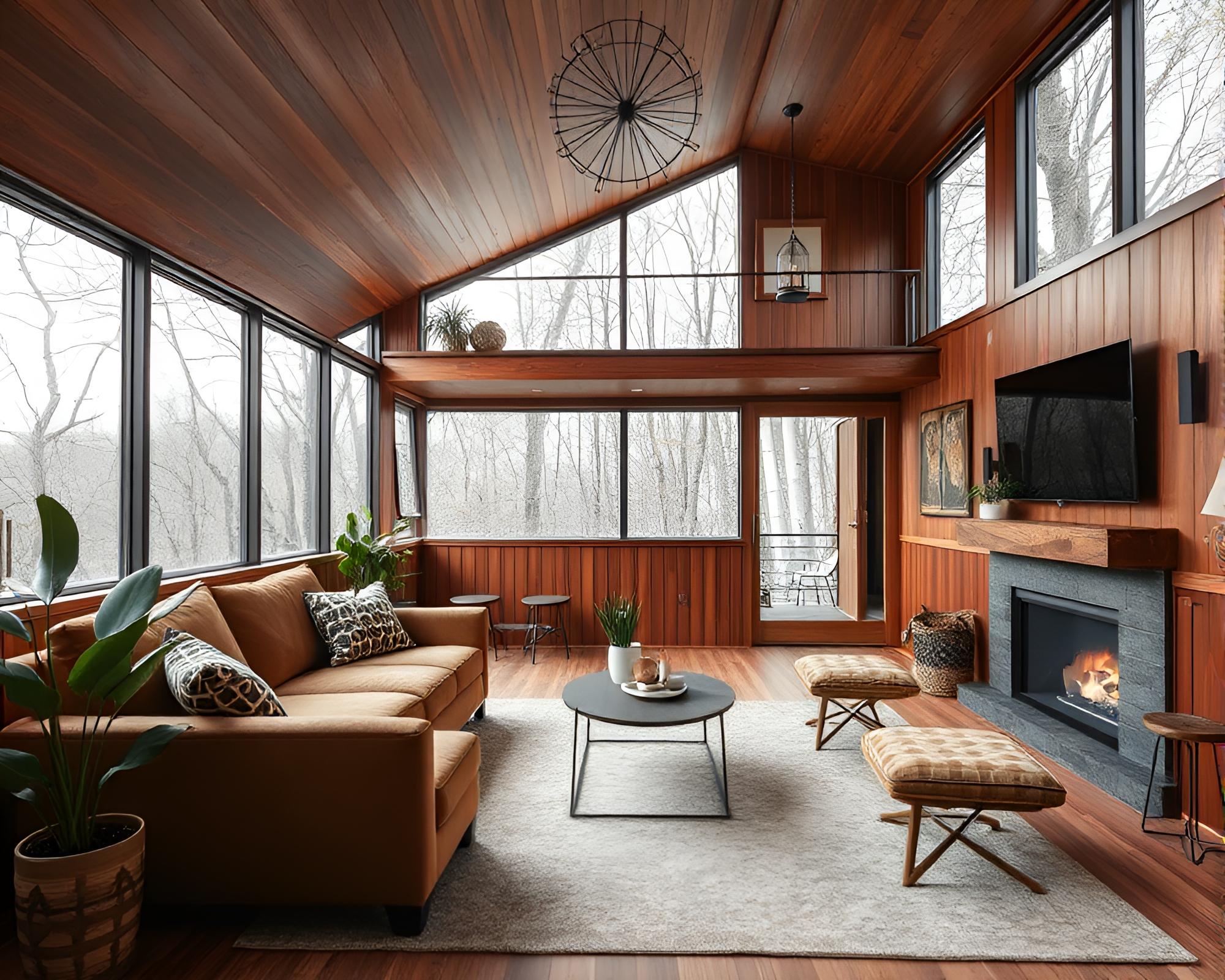 Maximalist Treehouse Sanctuary in Stunning Copper Tones – free AI stock image