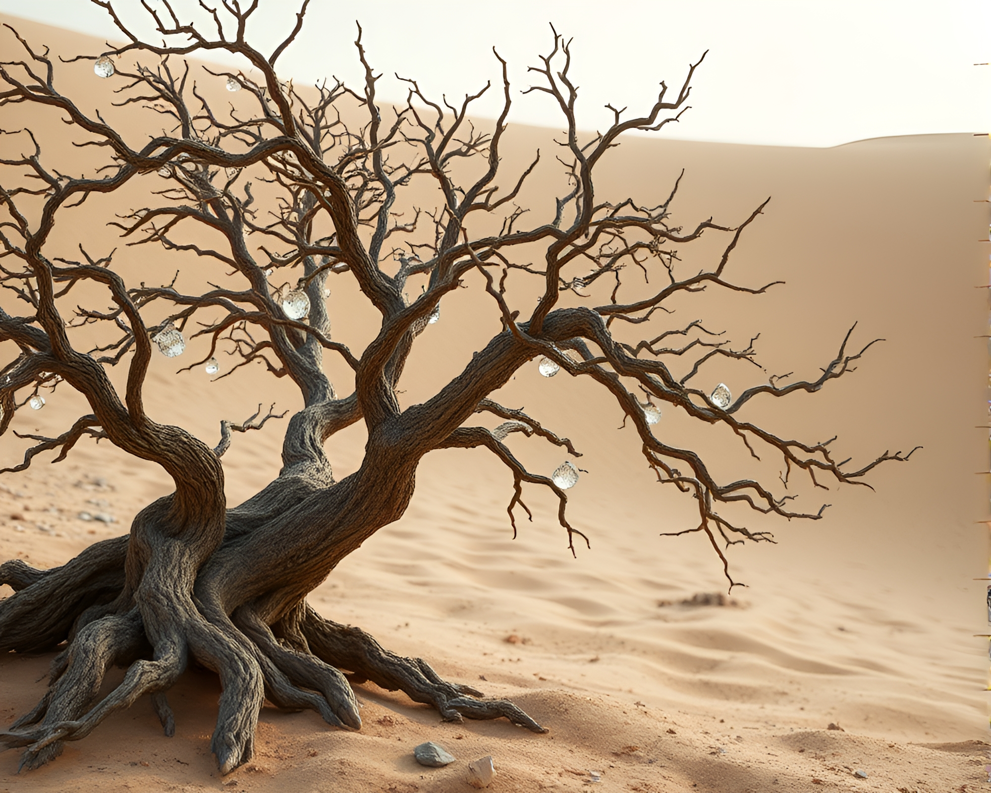 Ethereal Desert Tree Glass Shard Collage – free AI stock image
