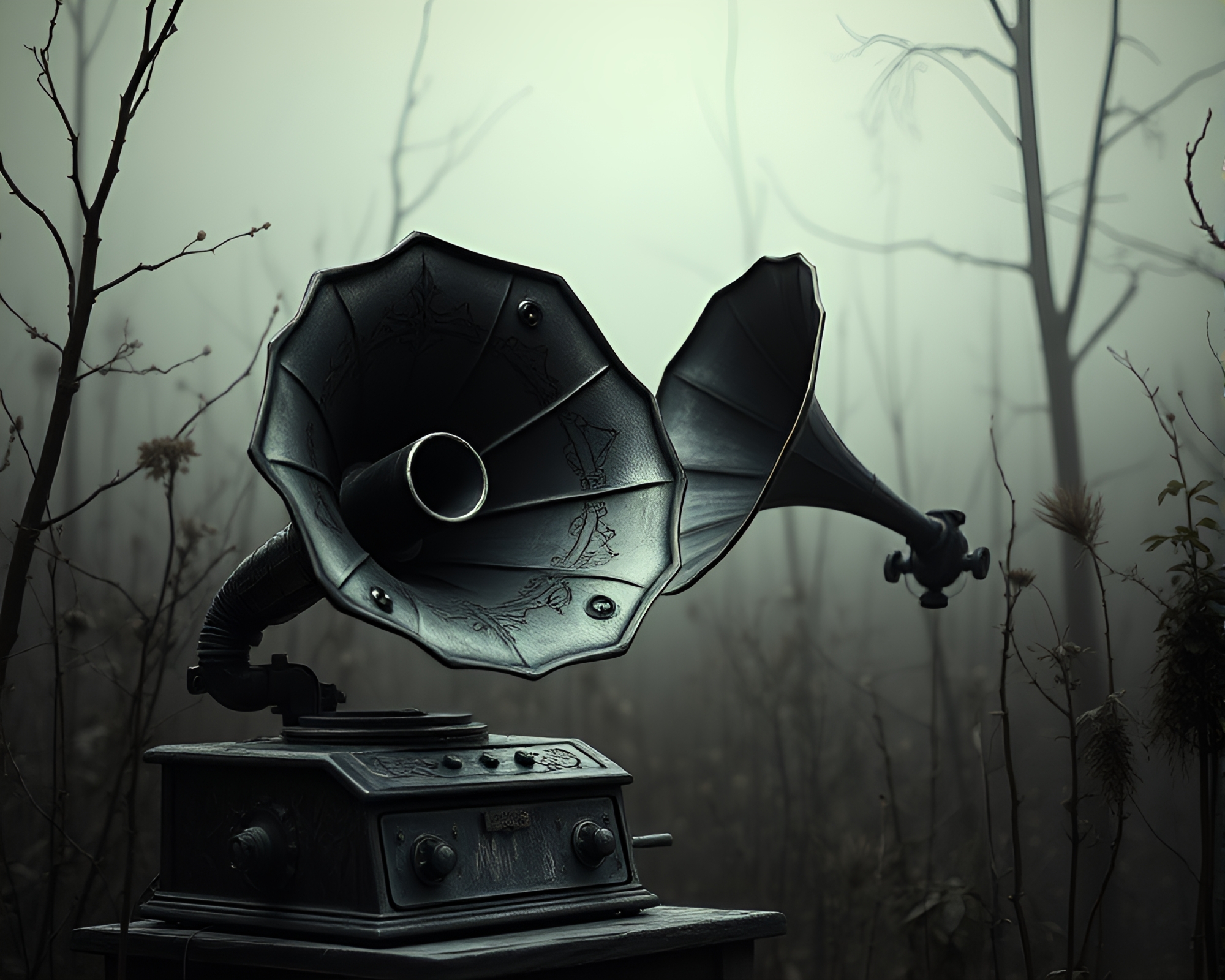 Steampunk Gramophone Environmental Portrait – free AI stock image