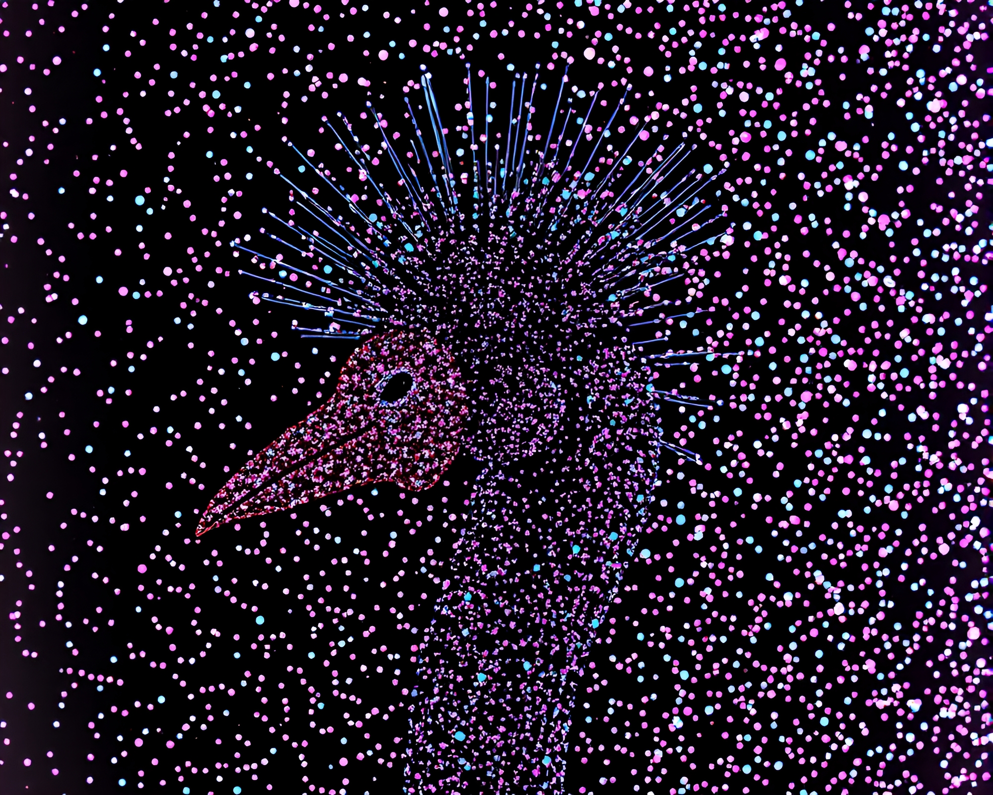 Gleaming Metallic Ostrich Dot Matrix Artwork – free AI stock image