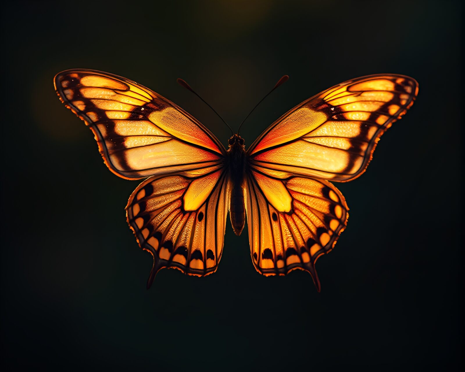 Gorgeous silk butterfly glowing in early morning light