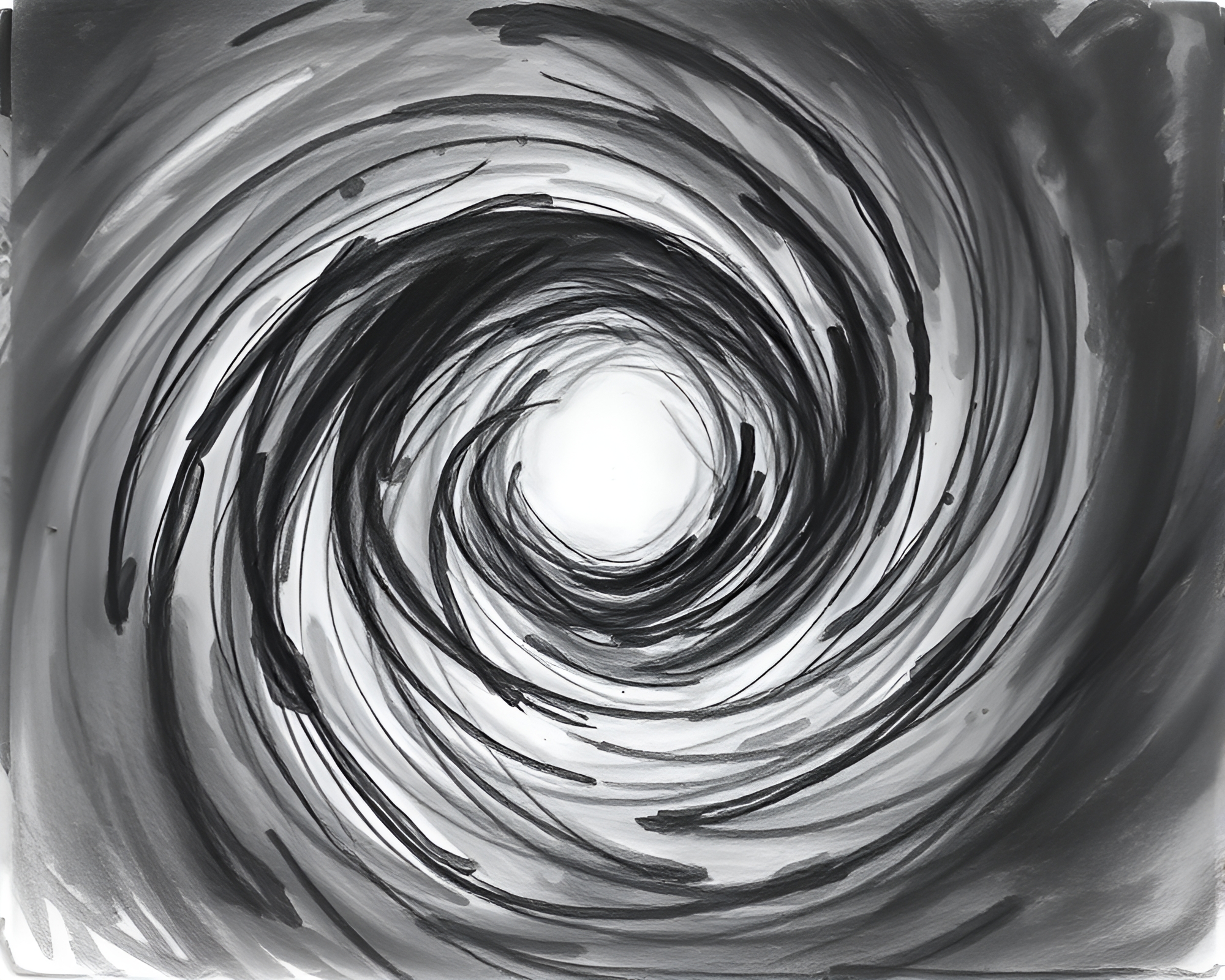 Surreal Ring Vortex in Charcoal Sketch Style – free AI stock image