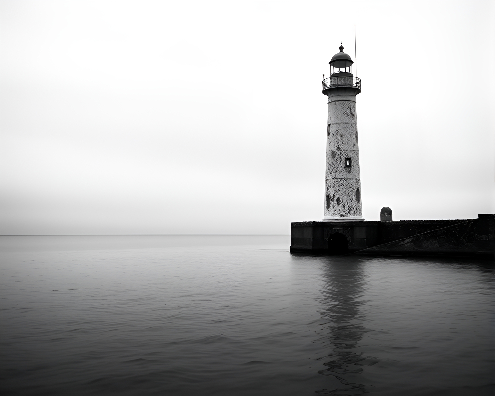 Ethereal Abandoned Lighthouse Reflections in Water Distortion – free AI stock image