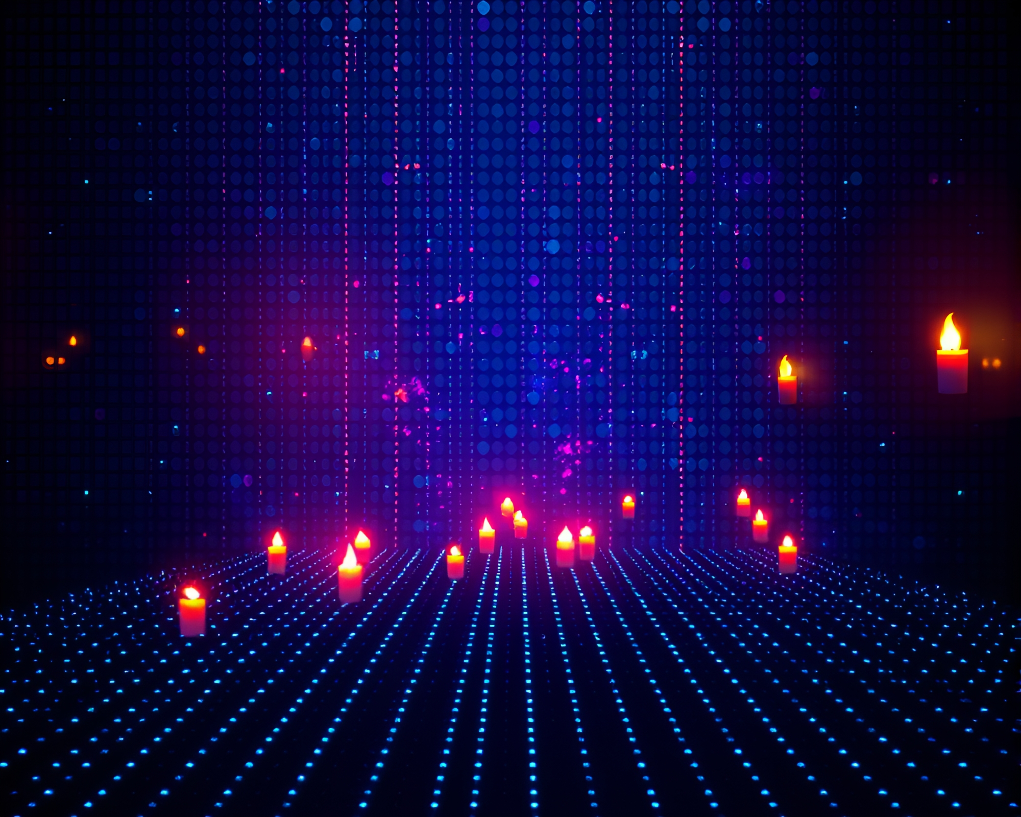 Retro LED Pixel Art Augmented Reality Candlelit Ambiance – free AI stock image