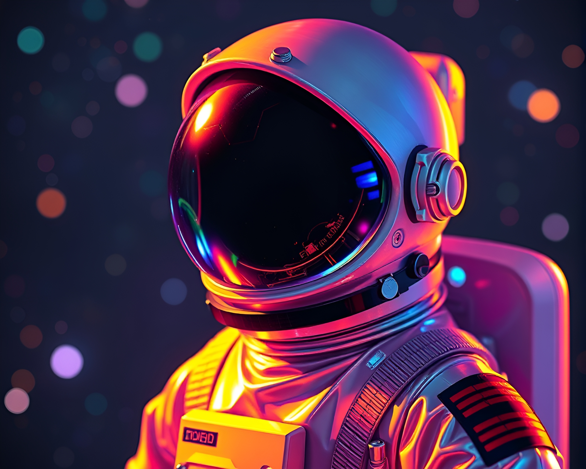 Astronaut in soap film iridescence exploration – free AI stock image