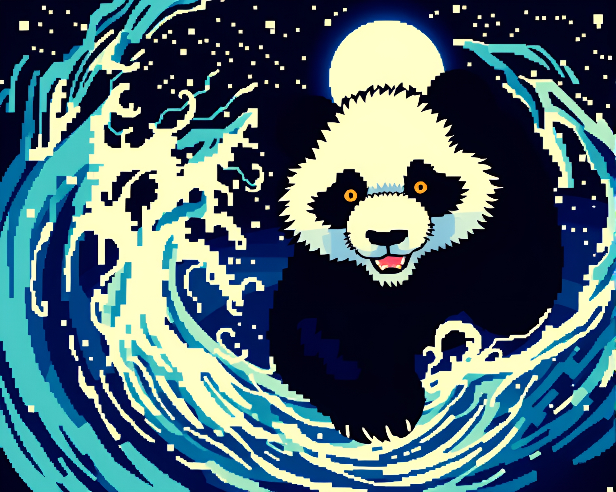 Panda Moonlit Vortex Twist in ASCII Art – free AI stock image