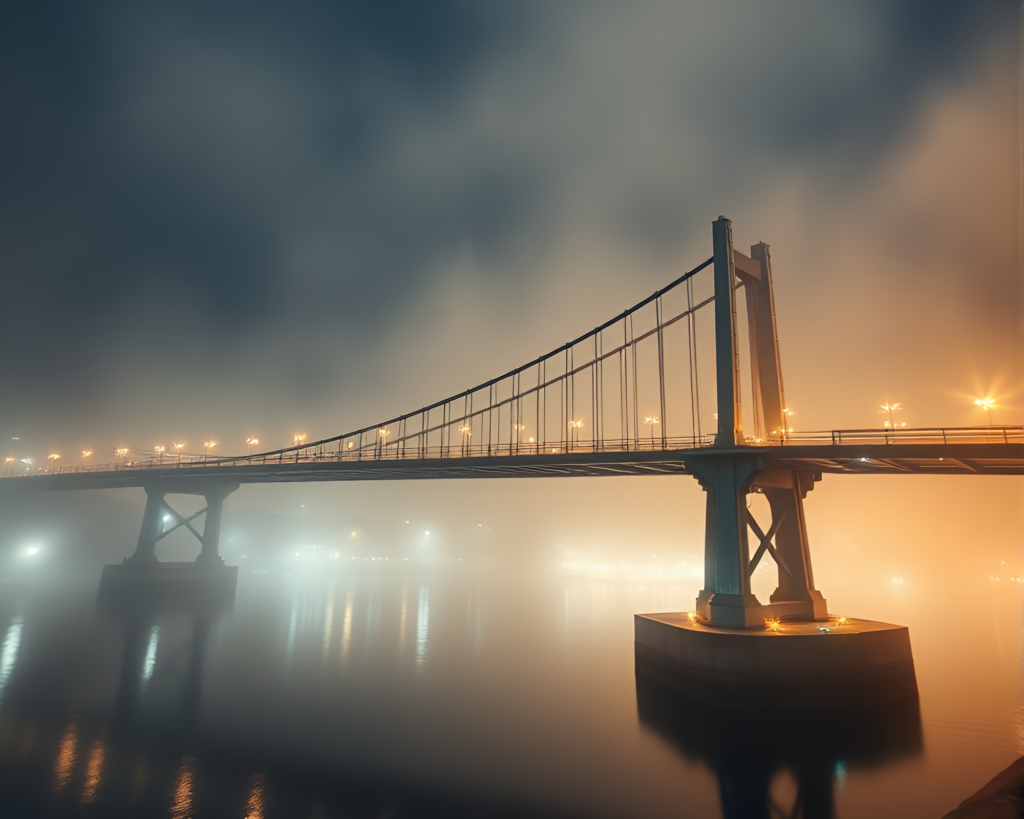 Futuristic Glass Bridge in Misty Haze – free AI stock image