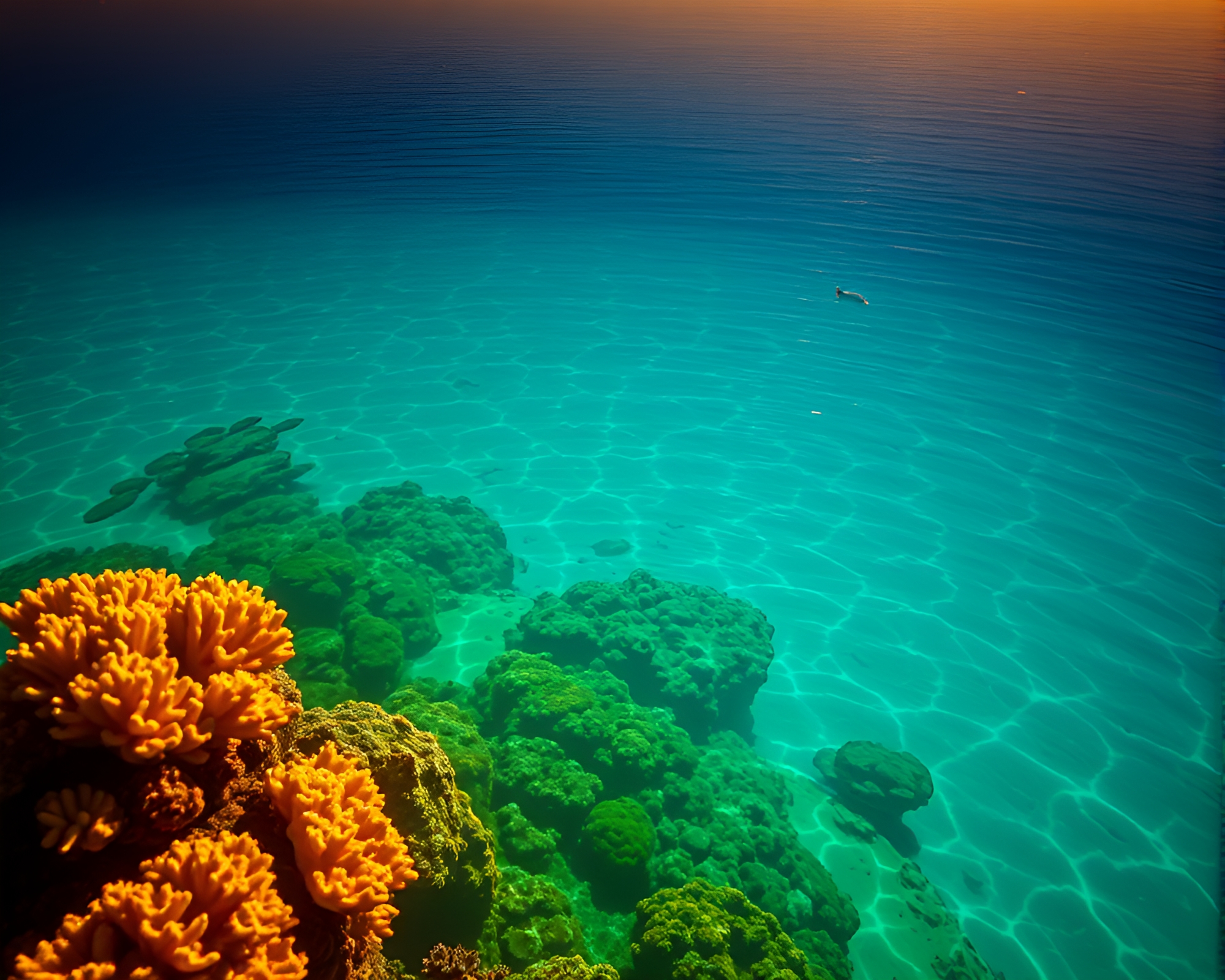 Luminous LED Coral Atoll Under Lemon Light – free AI stock image