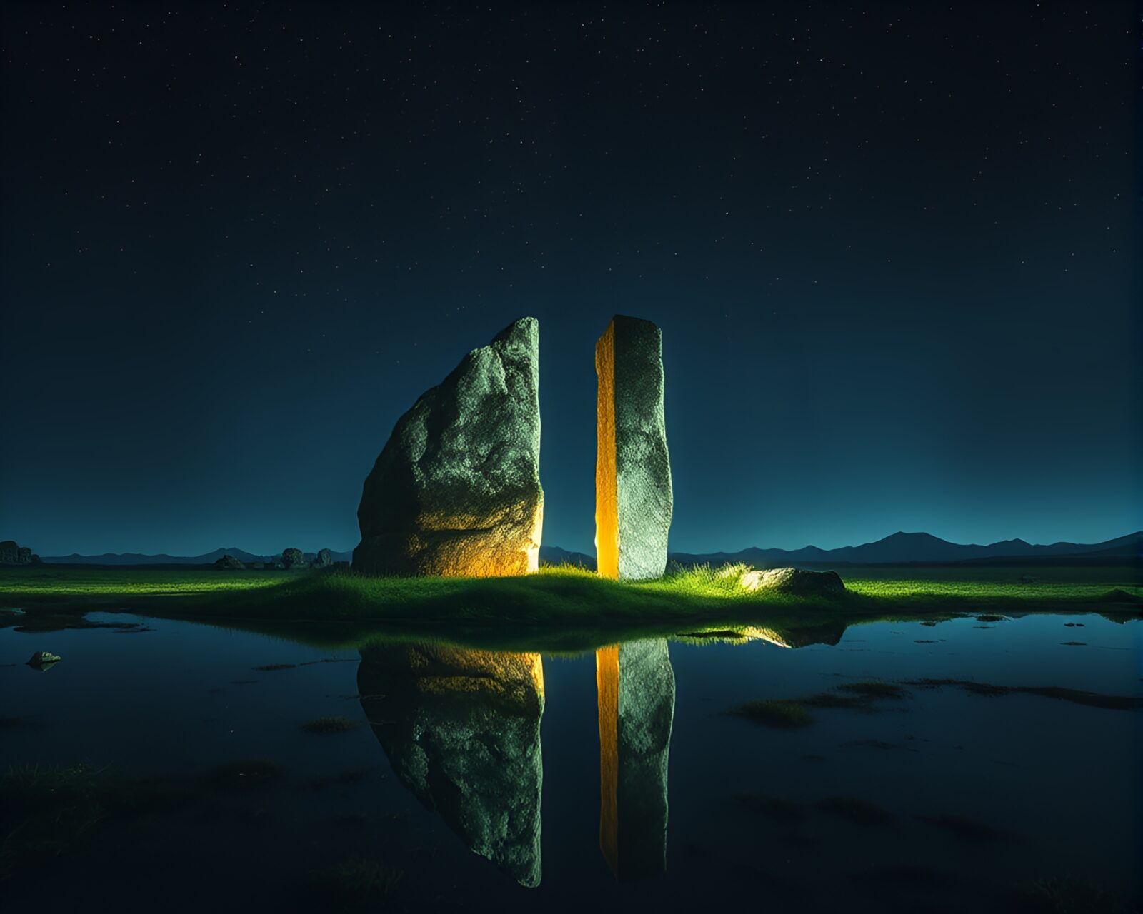 Utopian-style scene with overexposed brightness and mystical elements