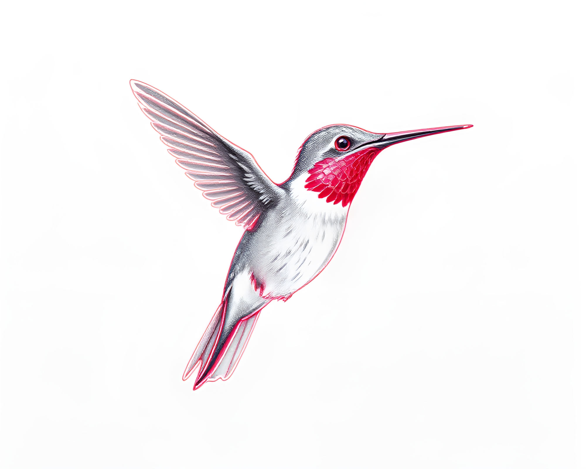 Retro Hummingbird LED Pixel Sketch – free AI stock image