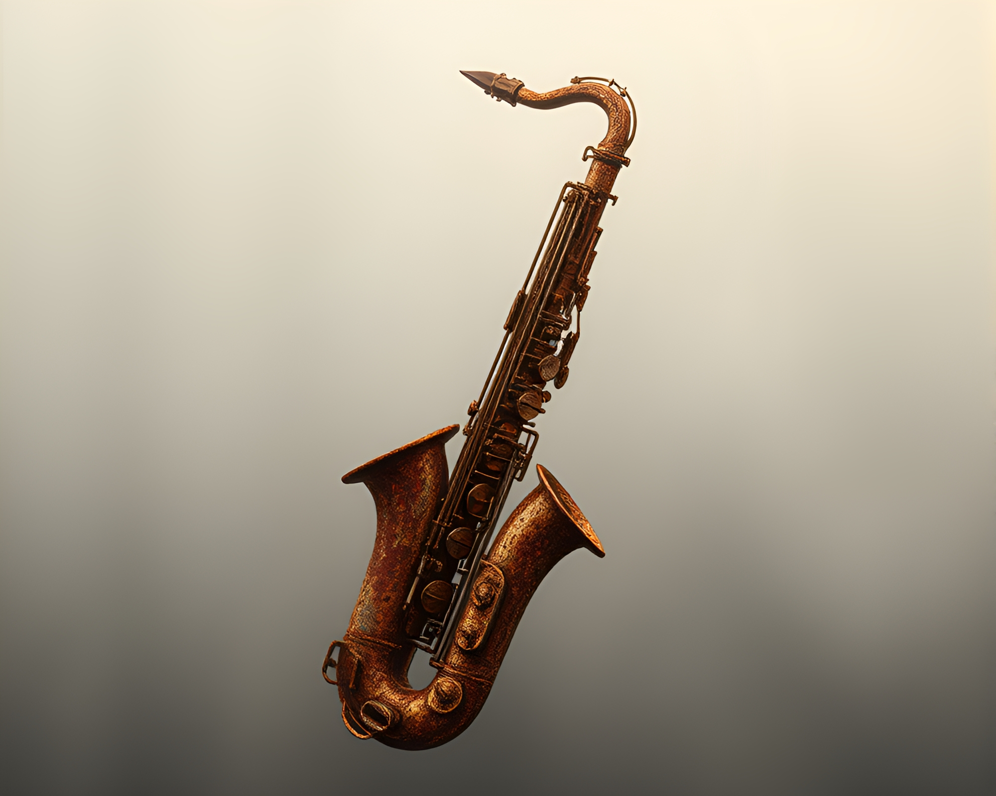 Rust Flakes Saxophone at Dawn Mist Concert – free AI stock image