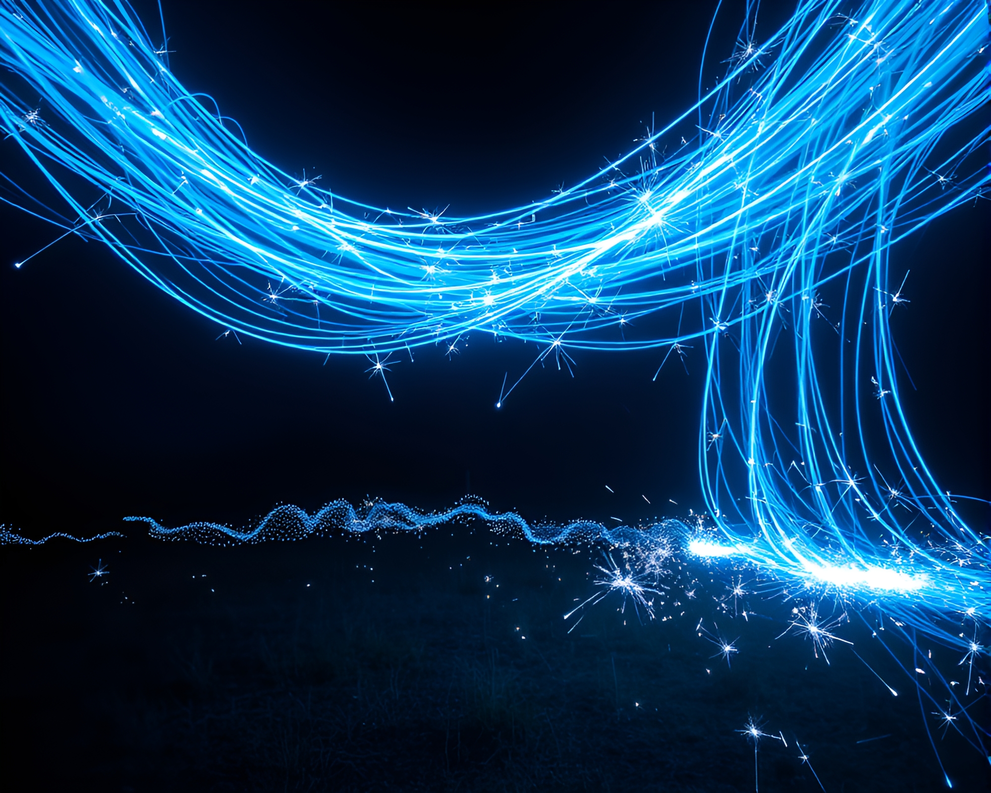 Ley Line Sparkler Trails Illuminate Arctic Night Sky – free AI stock image
