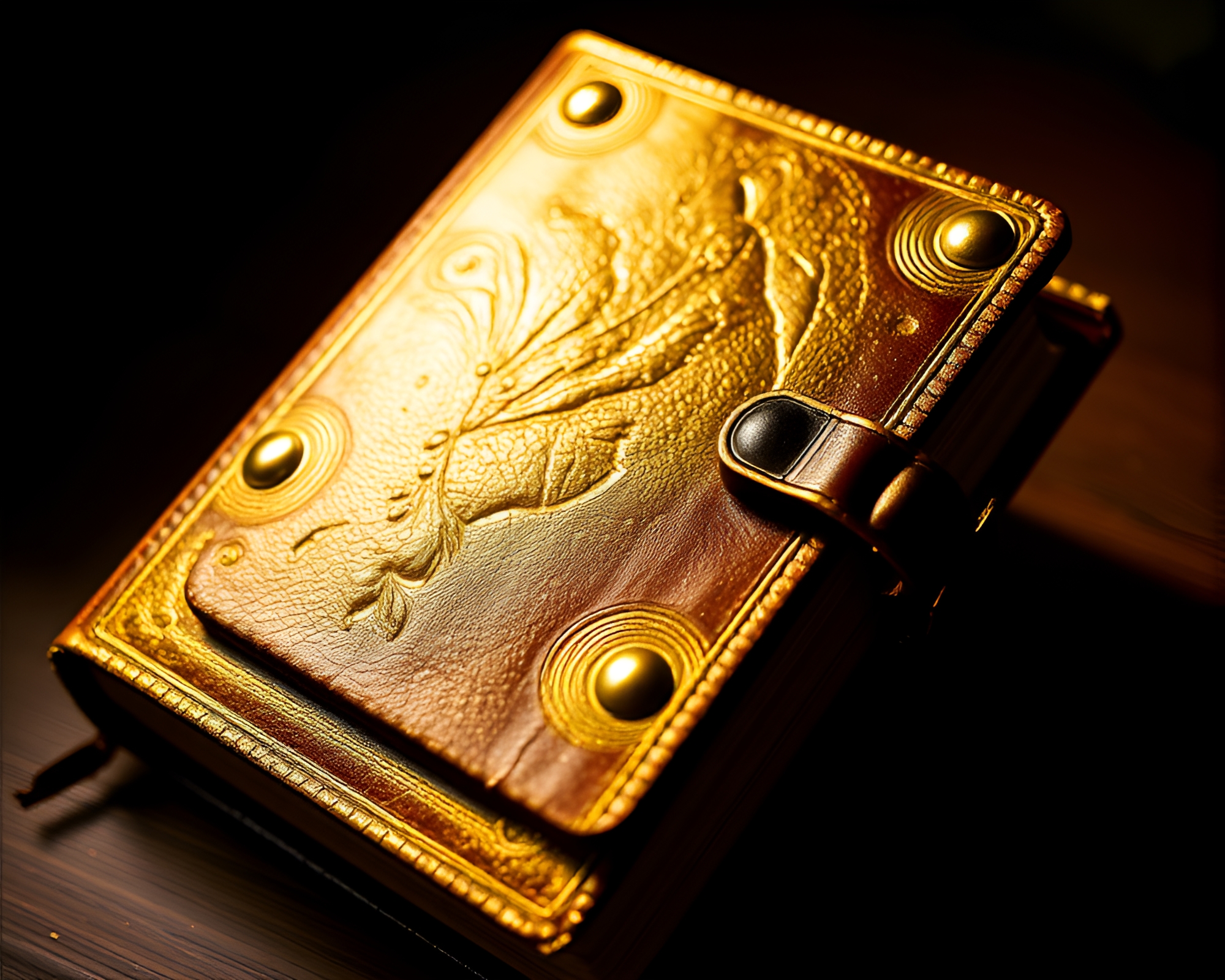 Pop Art Leather Diary with Gold Foil Accents – free AI stock image