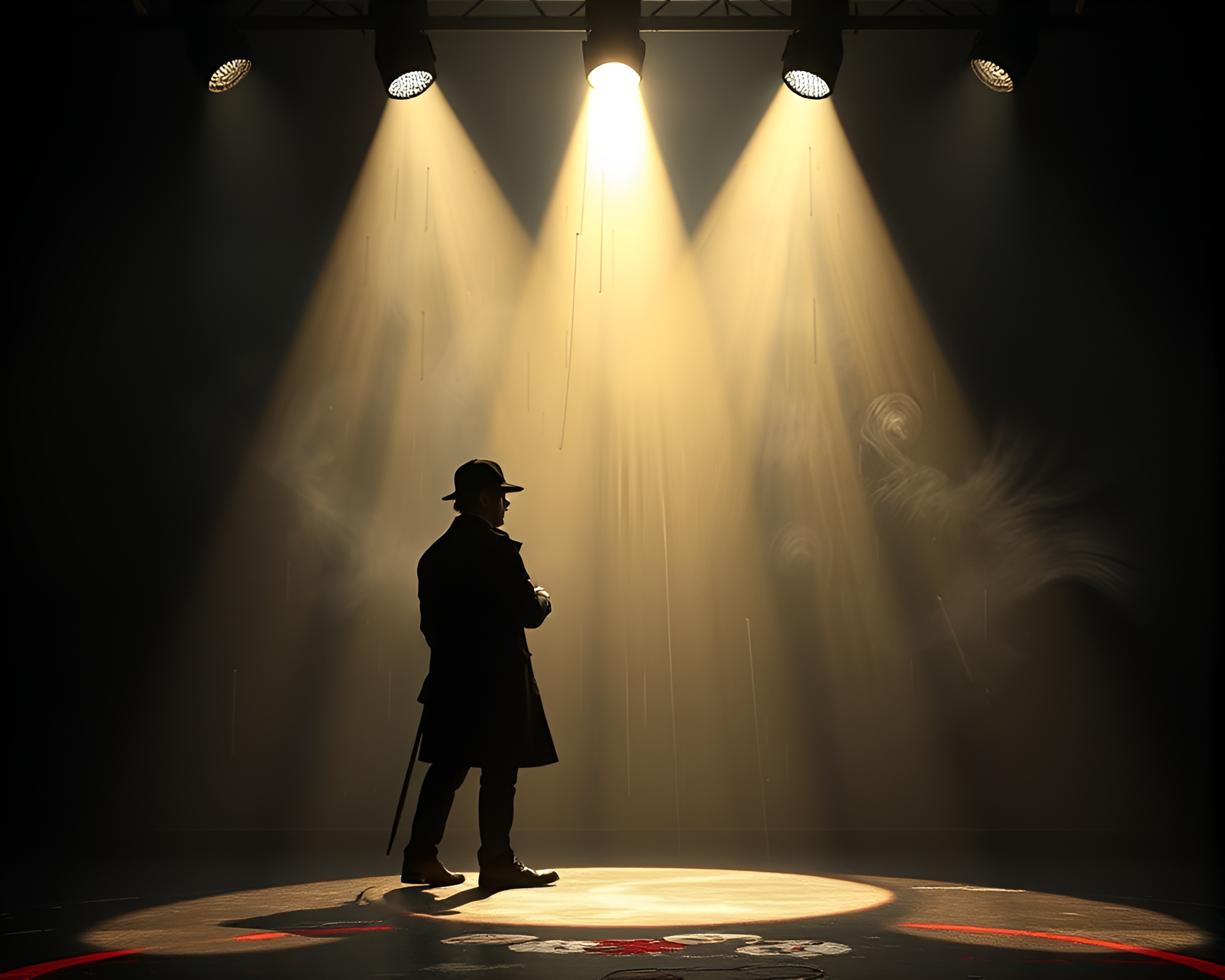 Intriguing Sherlock Holmes Silhouette with Spray Paint Drips – free AI stock image