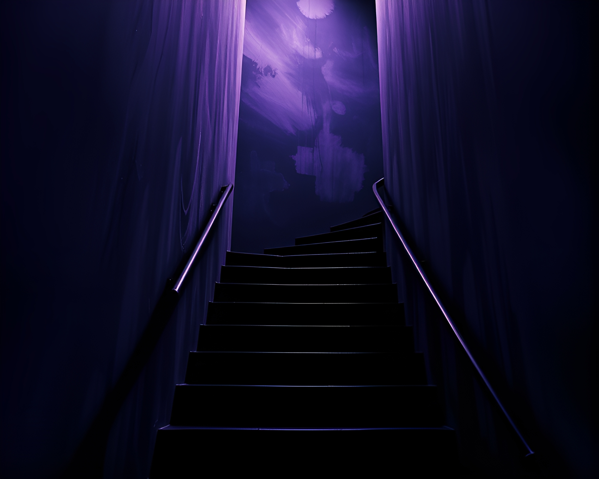 Twilight Escapade: Escher Inspired Film Noir Staircase – free AI stock image