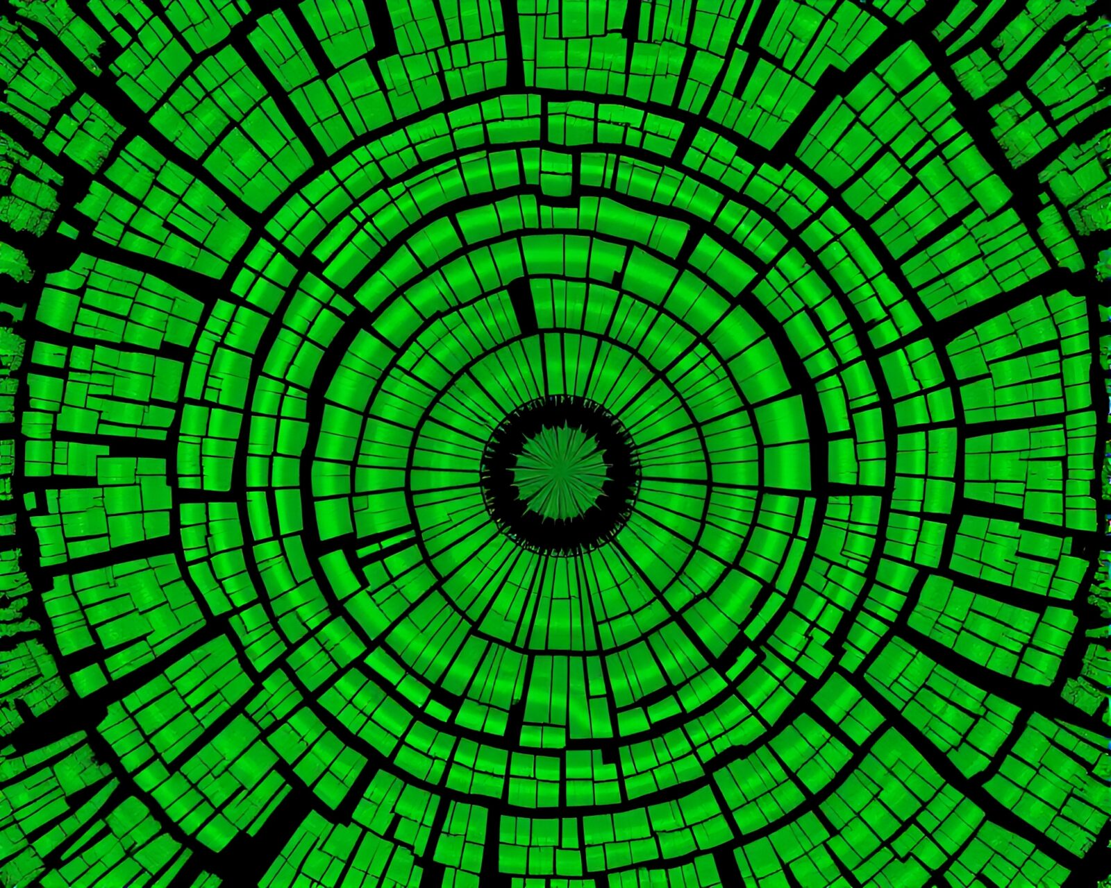 Detailed blueprint style image of emerald green crown with tree ring pattern