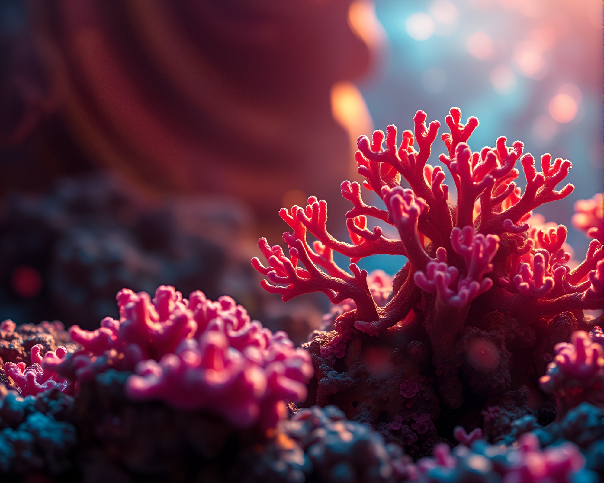 Vibrant Fractal Glow of Coral Reefs in HDR Photography – free AI stock image