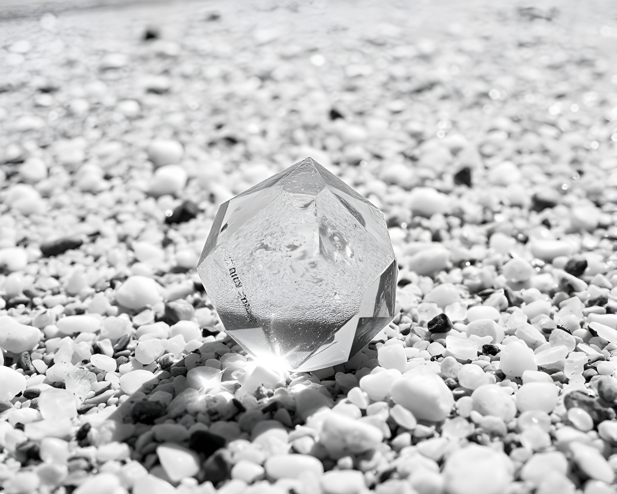 Prism Refraction on Distorted Pebble Beach – free AI stock image
