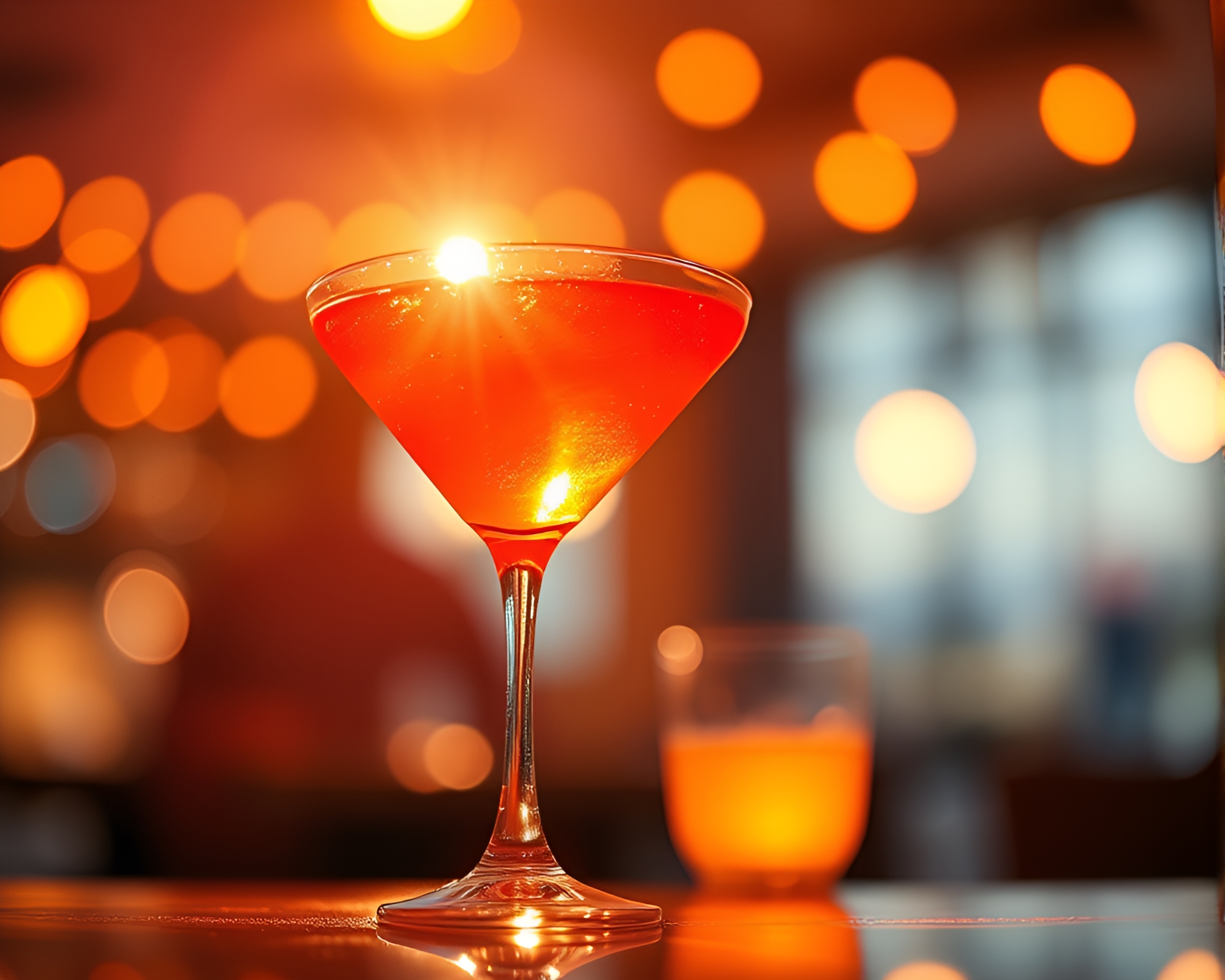 Blood Orange Fashion Cocktail Bokeh Illustration – free AI stock image
