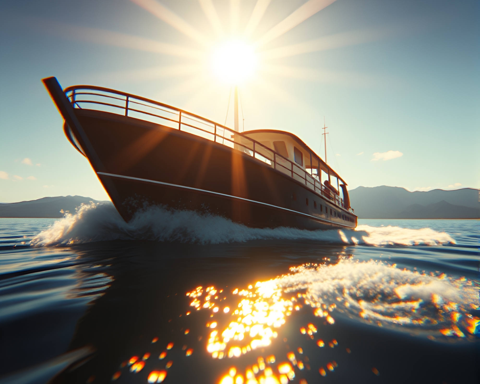 Spectacular Hydrofoil Boat in Stereoscopic 3D Lens Flare – free AI stock image