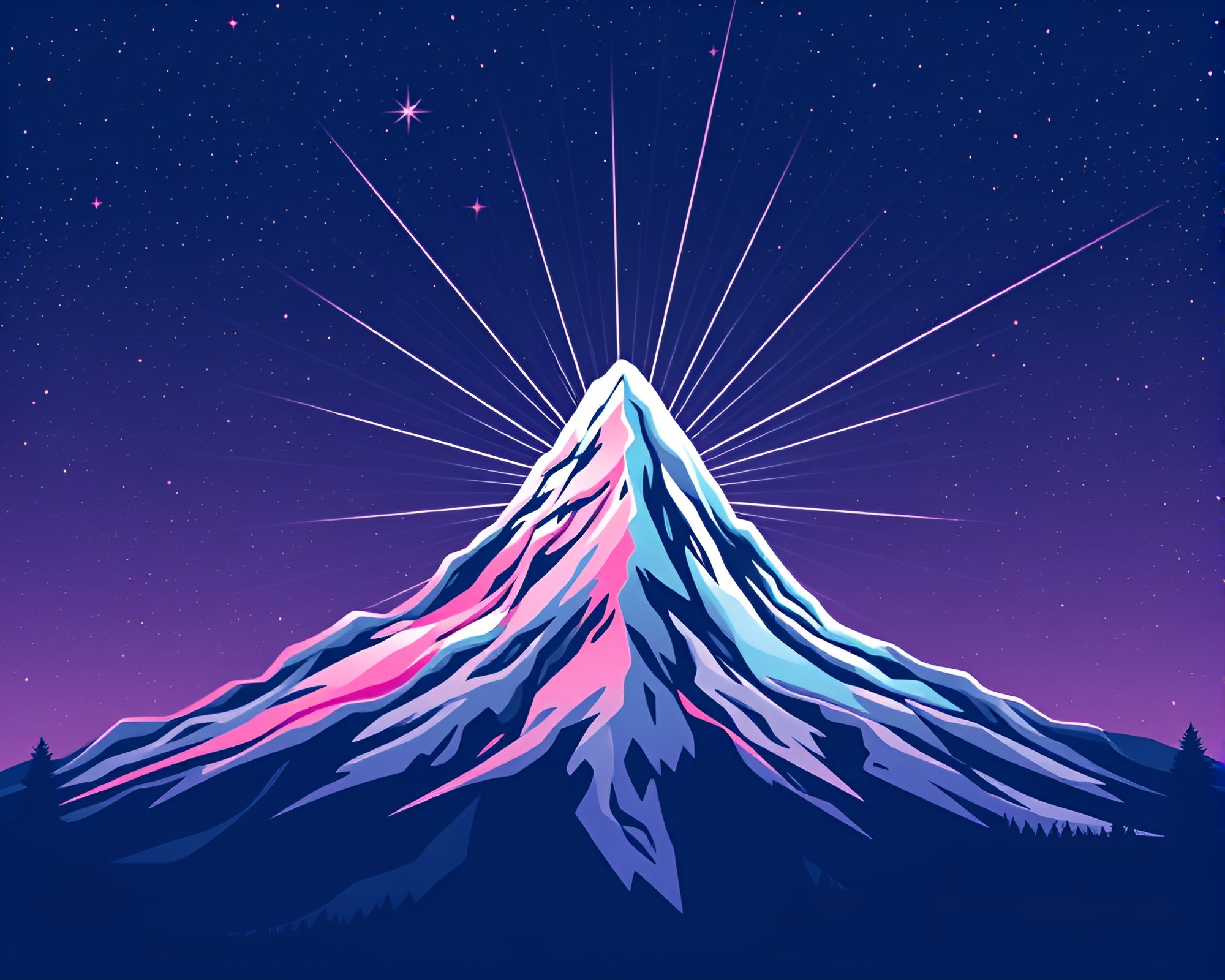 Mountain Goat in Starburst Colors Cartoony Scene – free AI stock image