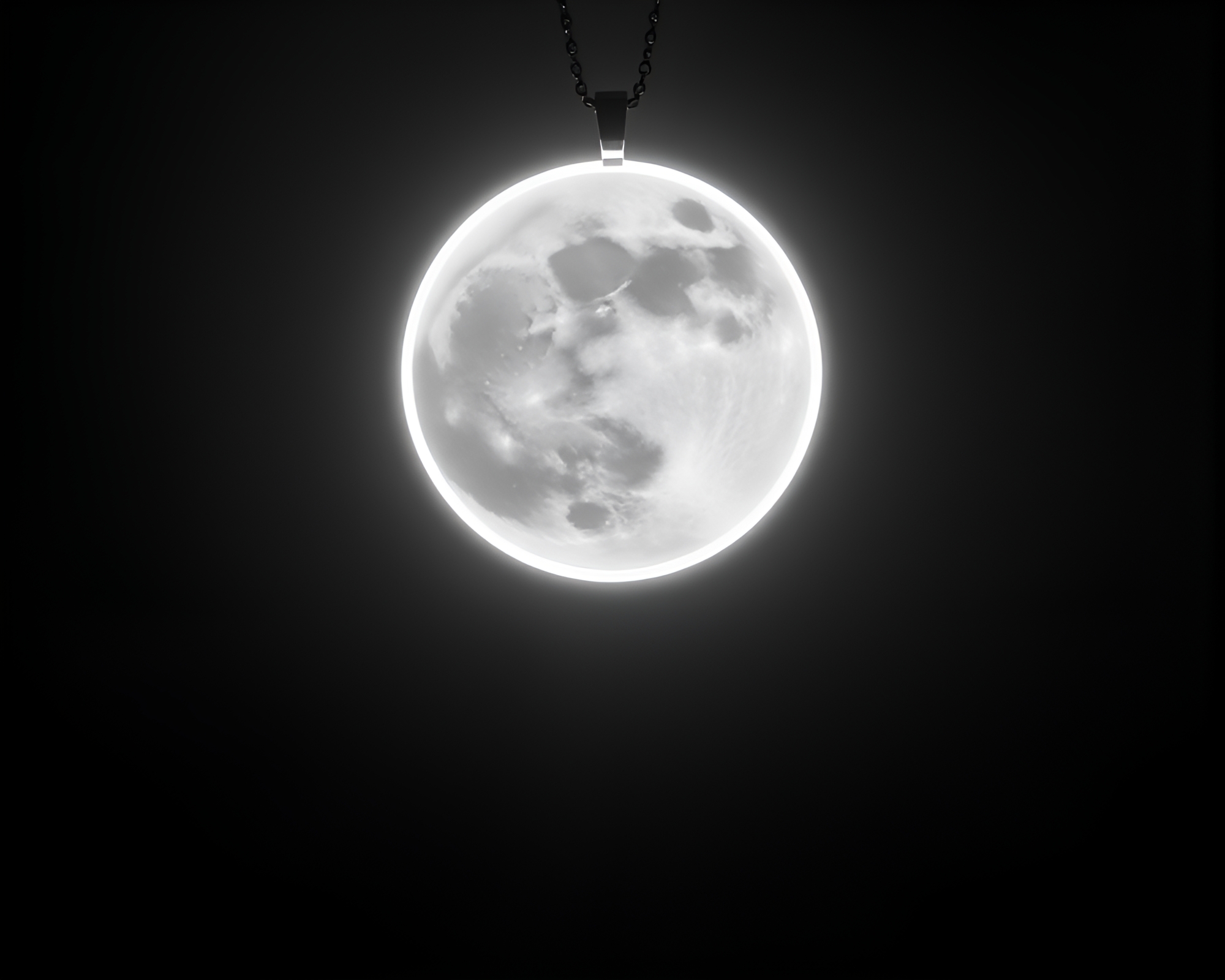 Glimmering Necklace under Lunar Neon Reflections – free AI stock image