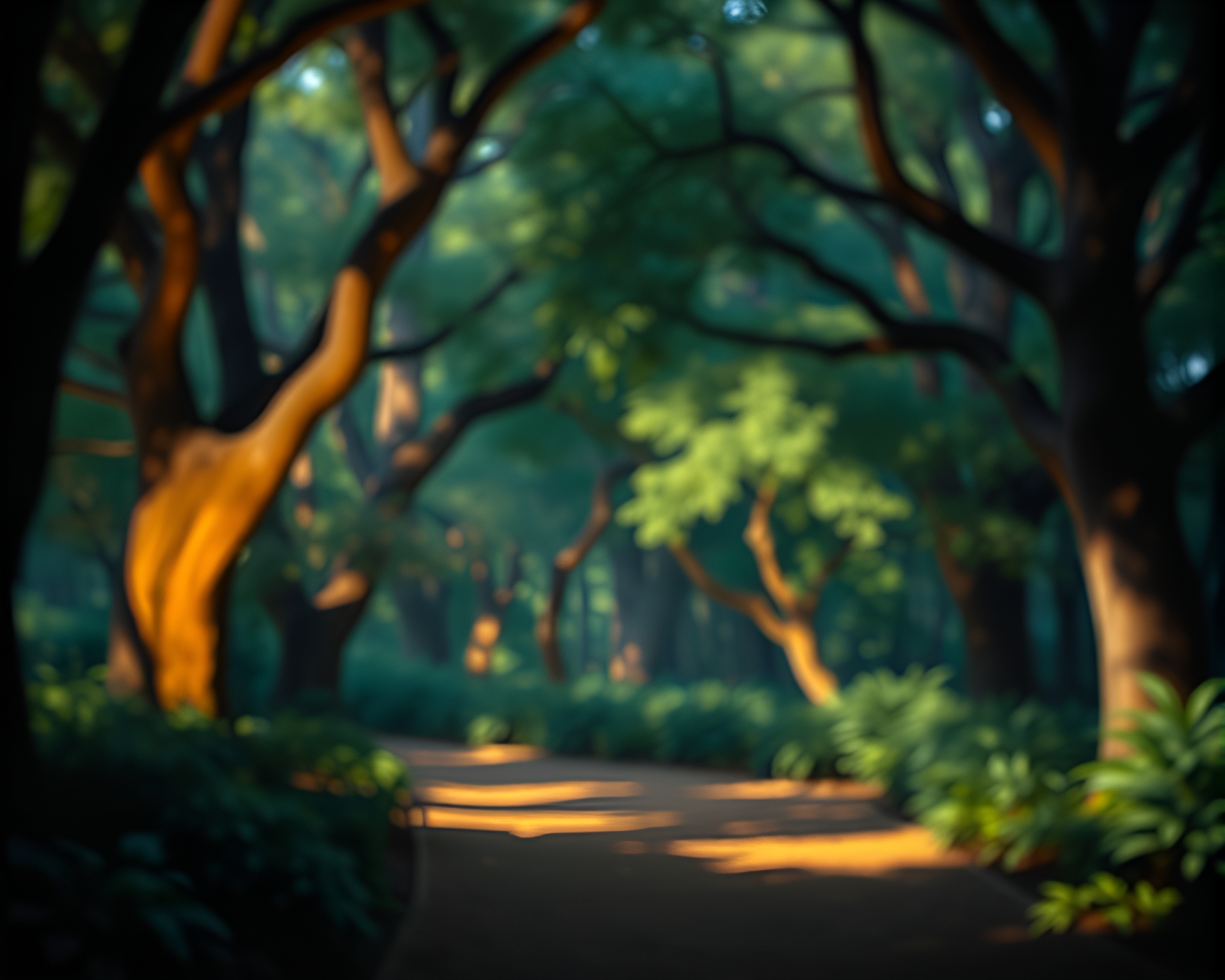 Cubist Ancient Grove Illuminated by Stage Spotlight – free AI stock image