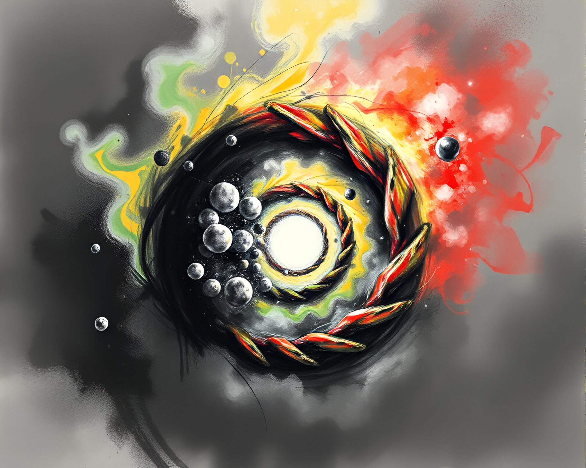 Surreal Antimatter Grenade Explosion Charcoal Sketch – free AI stock image