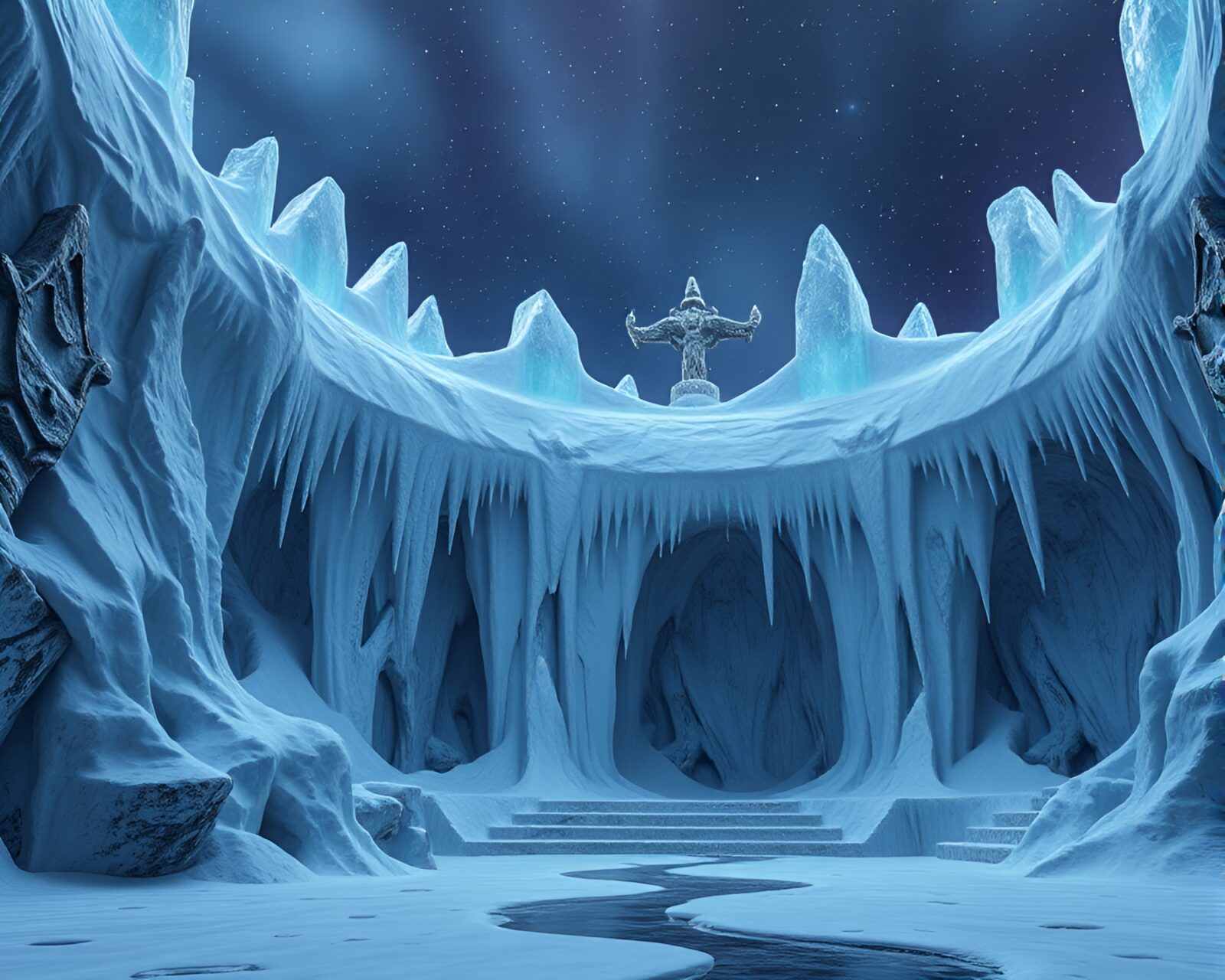 Ethereal ice structures in a cosmic horror setting