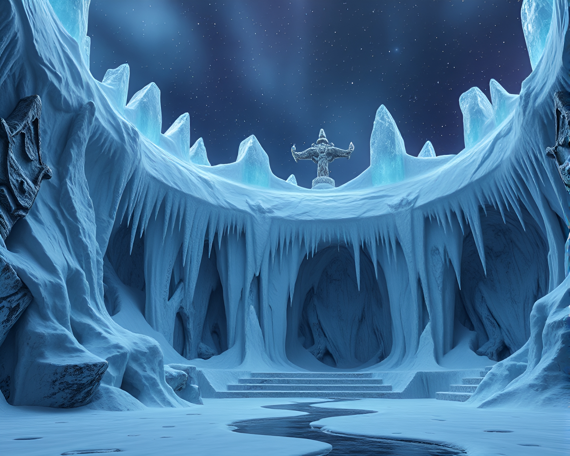 Frozen Cosmos: Glacial Monoliths of Terror – free AI stock image