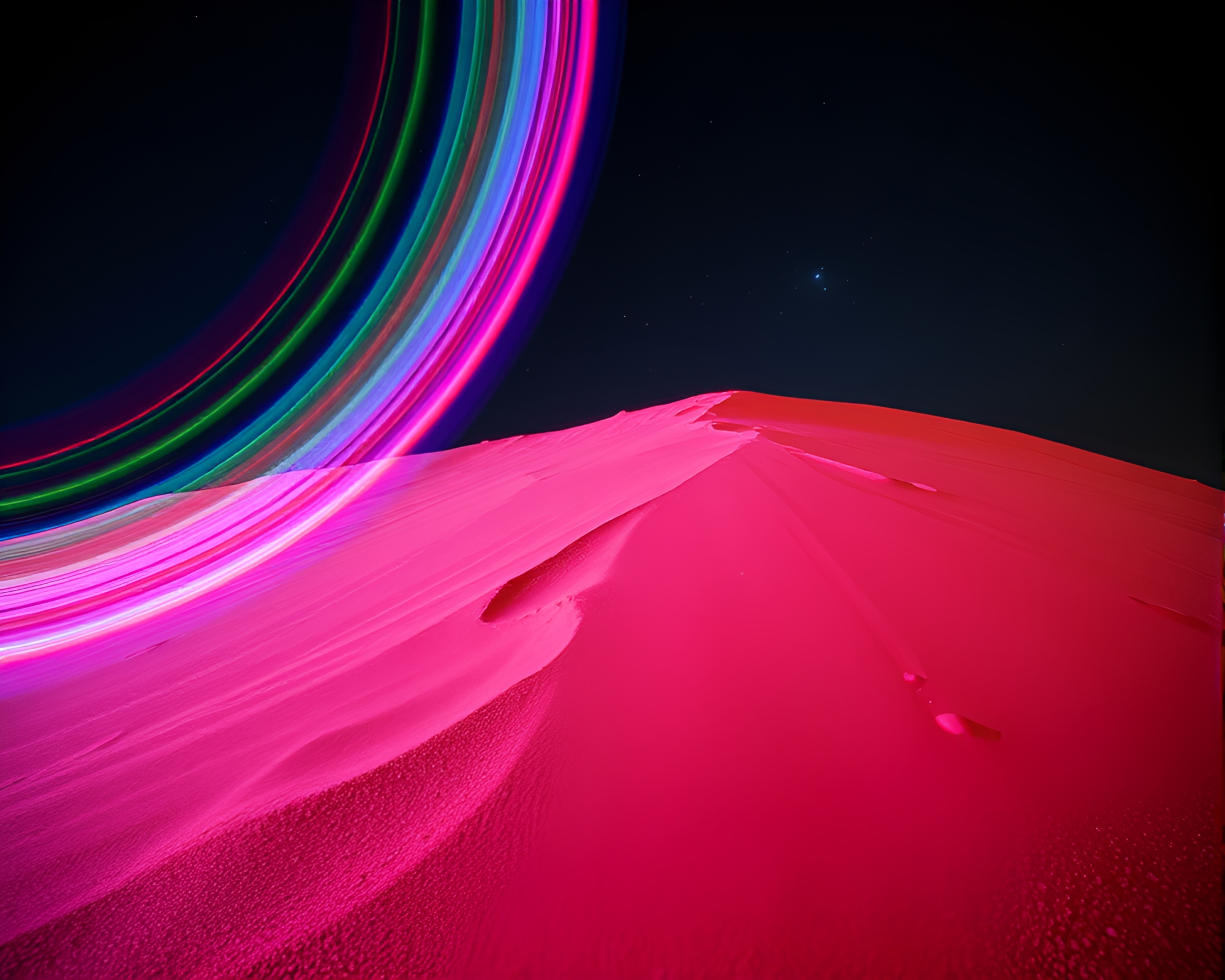 Glitchy Light Painting Mirage in Sand Dunes – free AI stock image