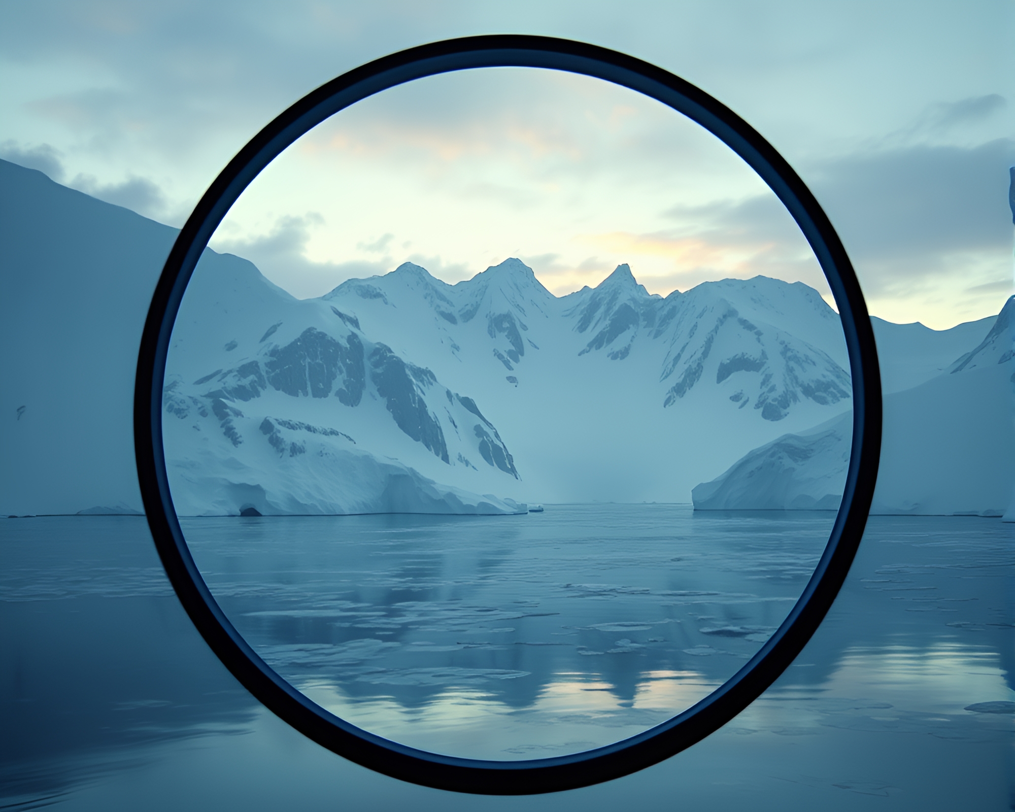 Surreal Stained Glass Dream in Antarctic Whiteout – free AI stock image