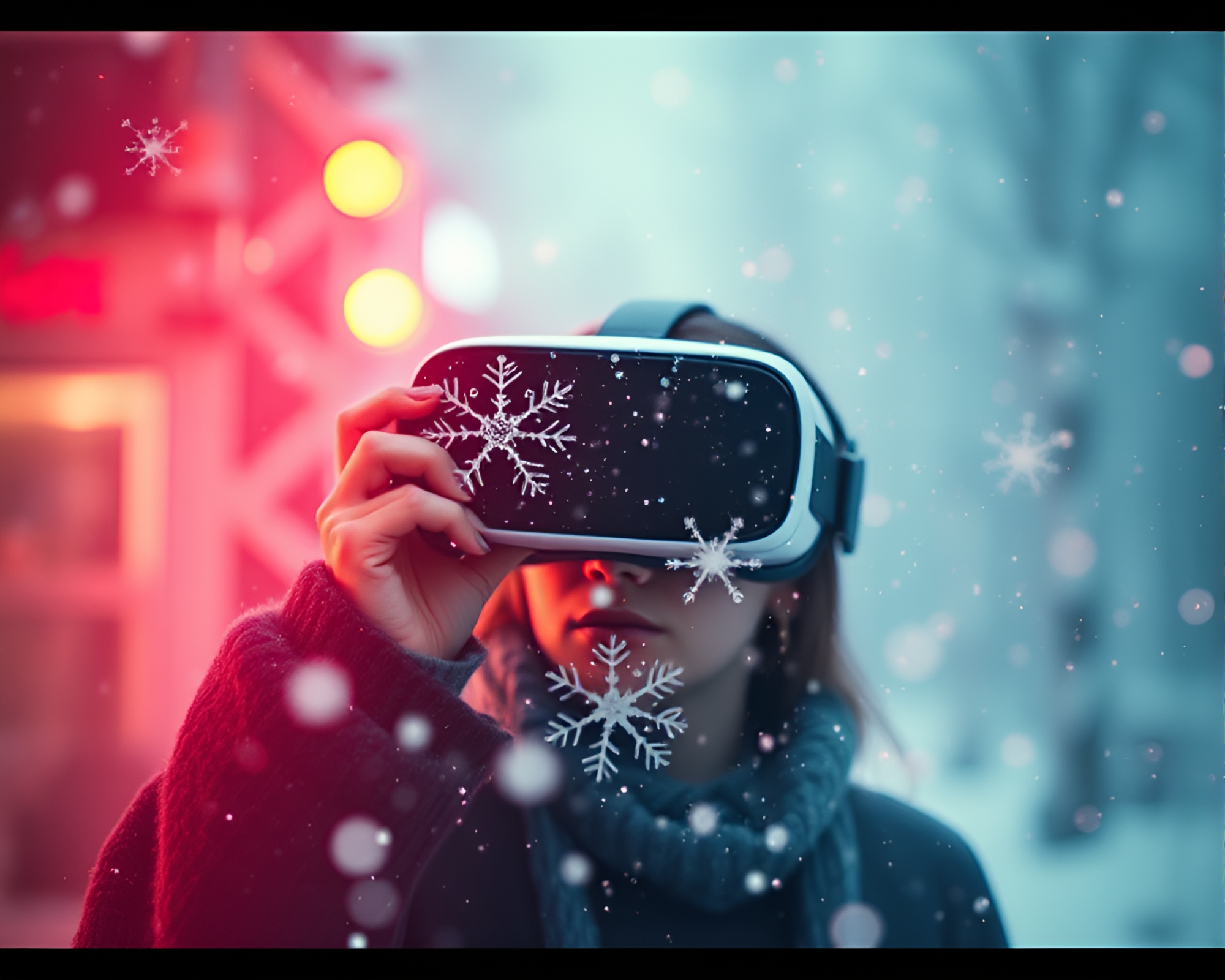 Virtual Reality Snowflakes in 90s Grunge Style – free AI stock image