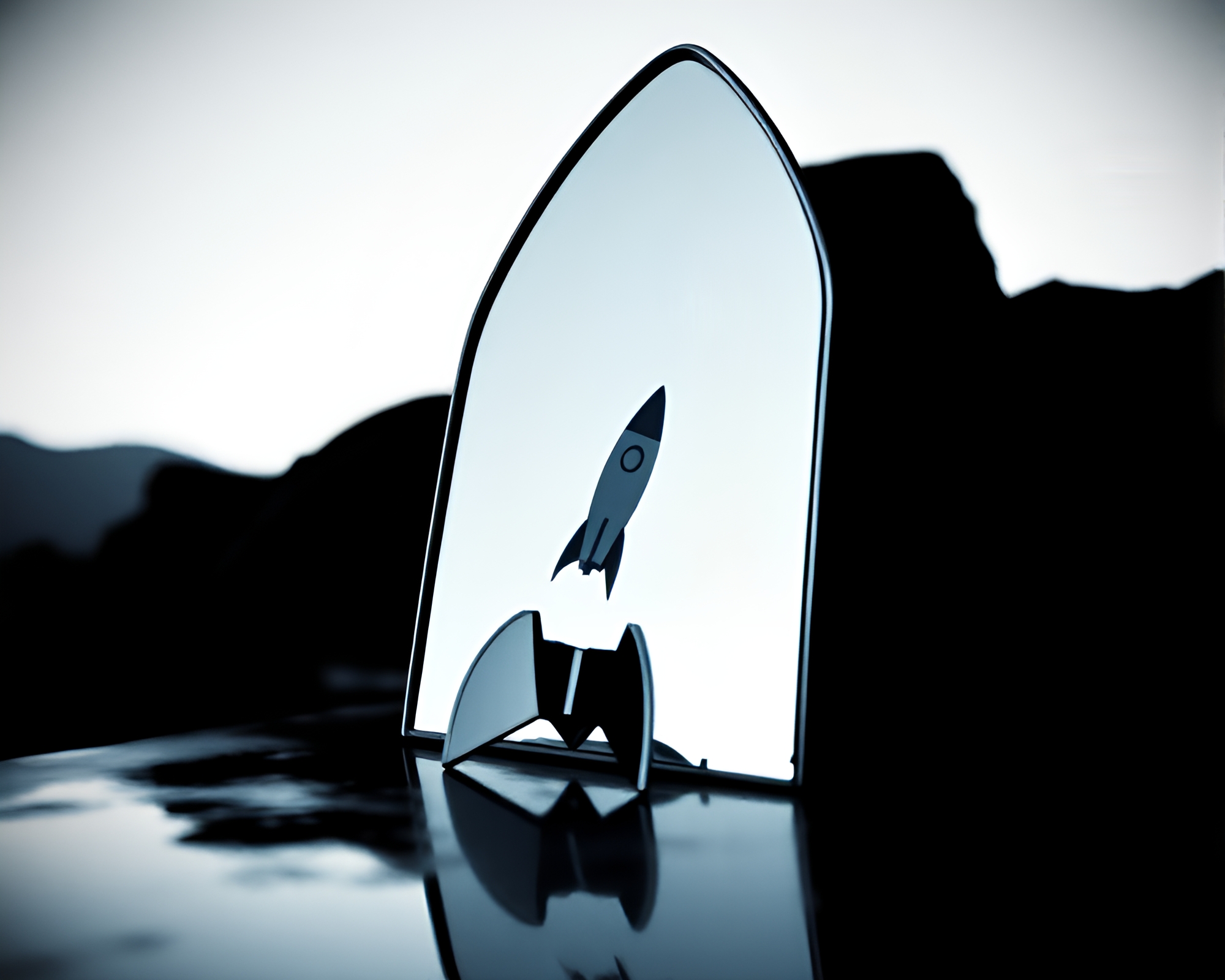 Rocket Reflection Through Shattered Mirror Prism – free AI stock image