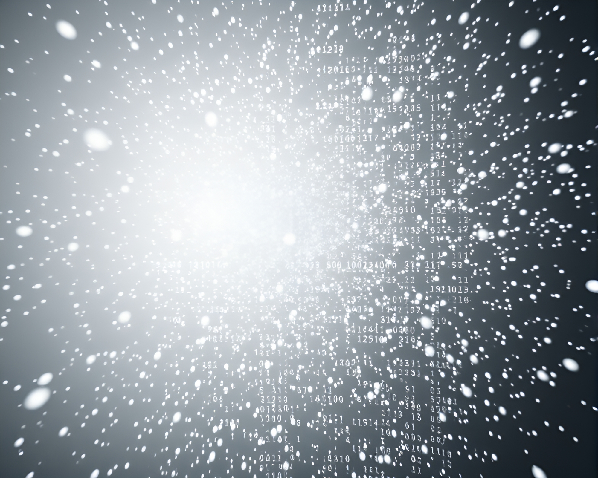 Binary Code Floating in Antarctic Whiteout – free AI stock image