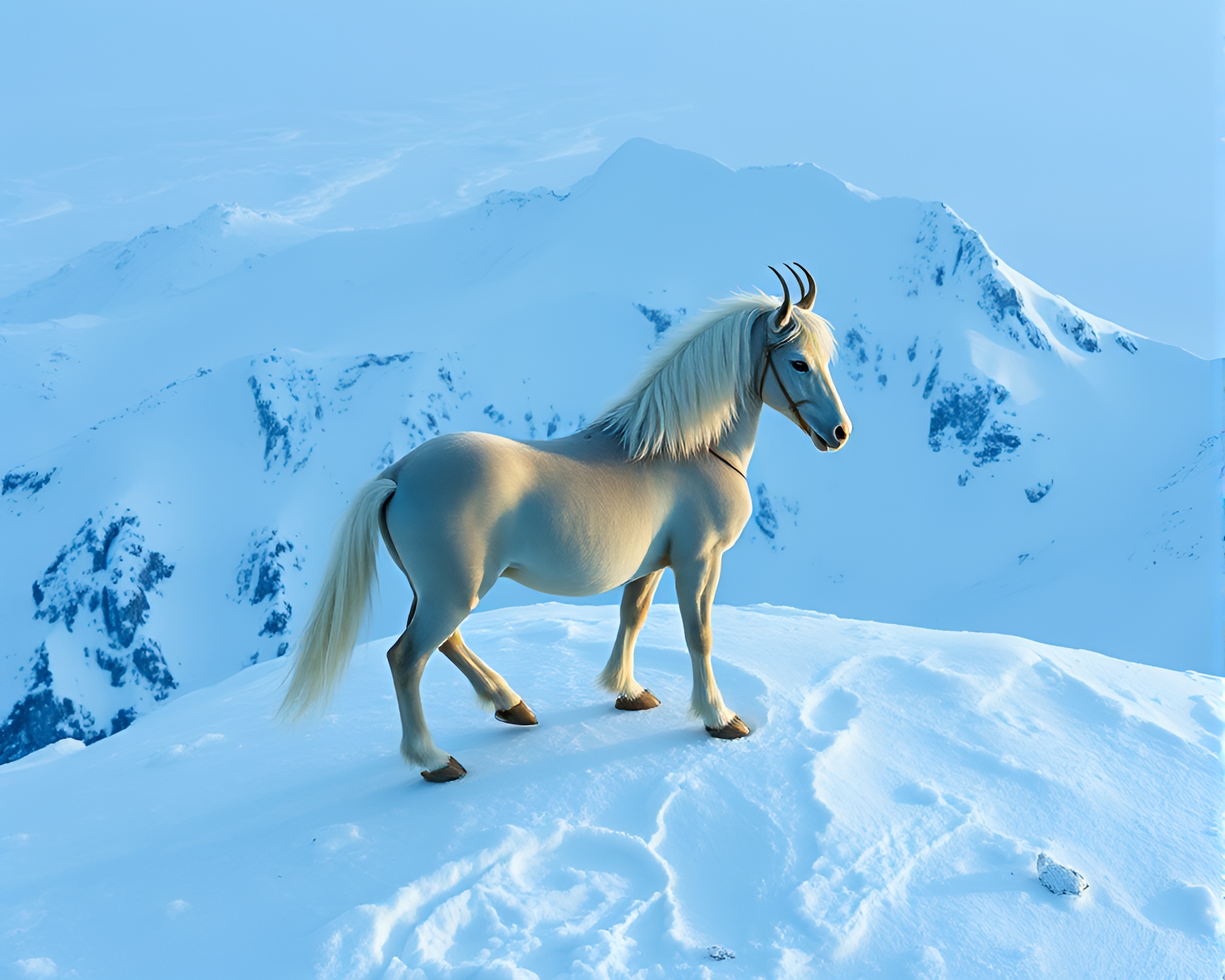 Majestic Centaur in Frozen Whiteout – free AI stock image