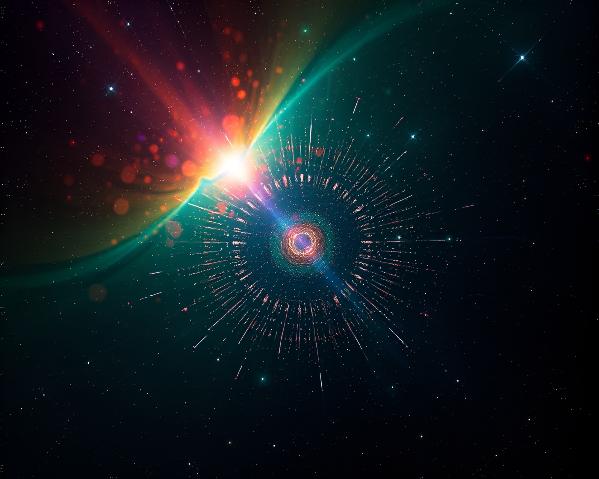 Center Oasis Illuminated by Starburst Colors – free AI stock image