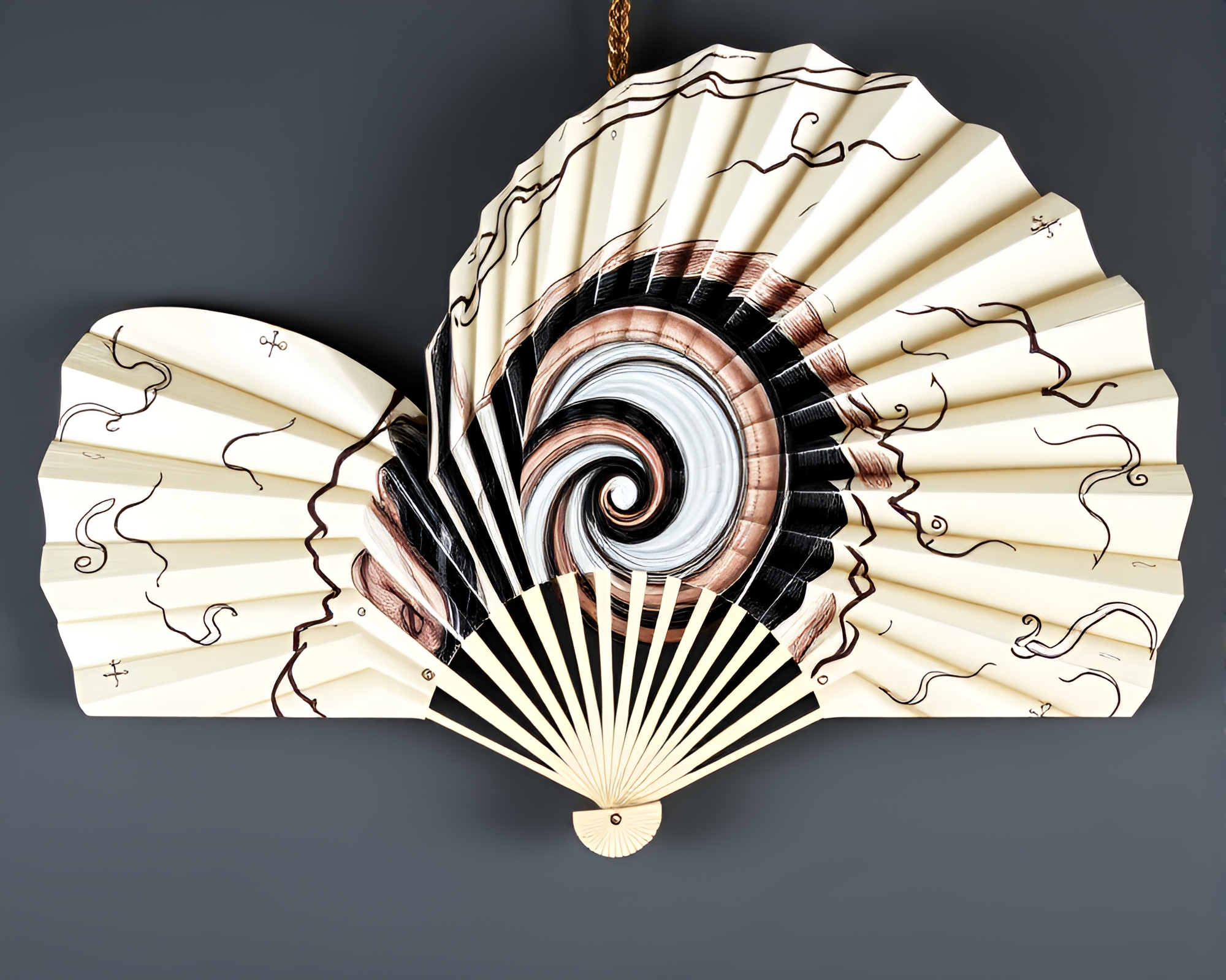 Twisting Vortex in Ivory White Duochrome Fan – free AI stock image