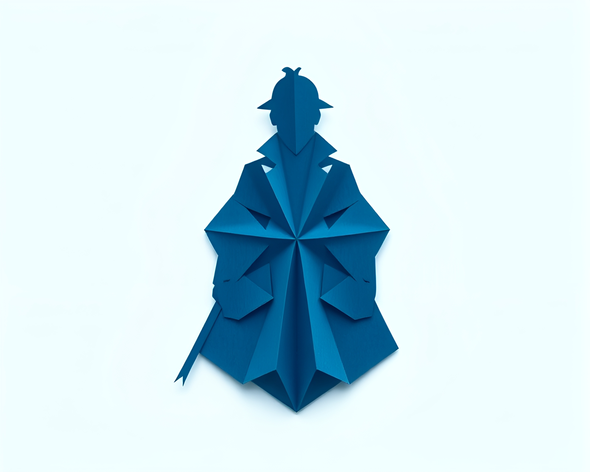 Symmetrical Arctic Blue Sherlock Origami Mystery – free AI stock image