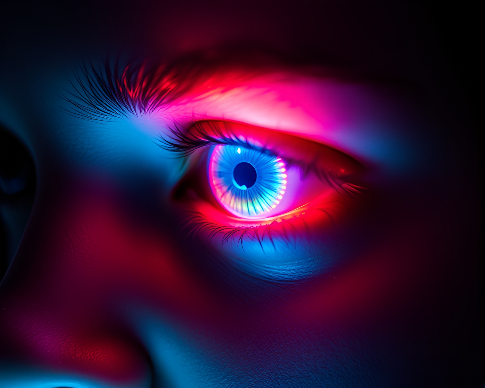 Sorcery Glow through Smart LED Contact Lens Film Burns – free AI stock image