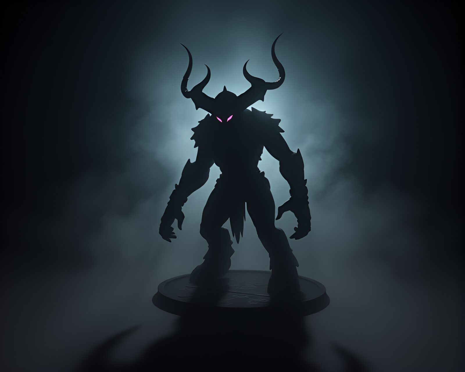 Shadowy silhouette of a cosmic-themed Golem figure