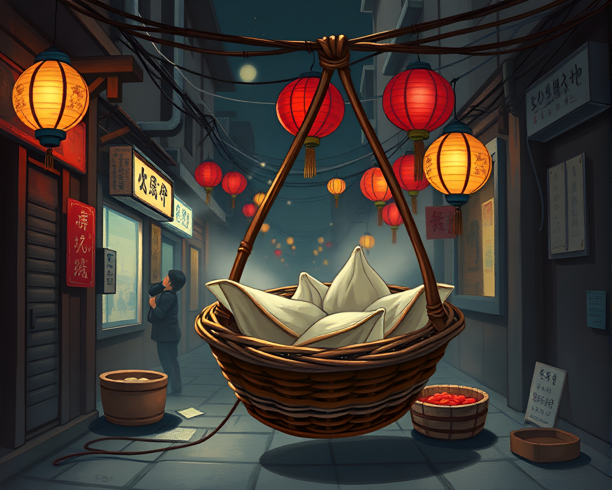 Fantasy Street Art Graffiti Dim Sum Illustration – free AI stock image