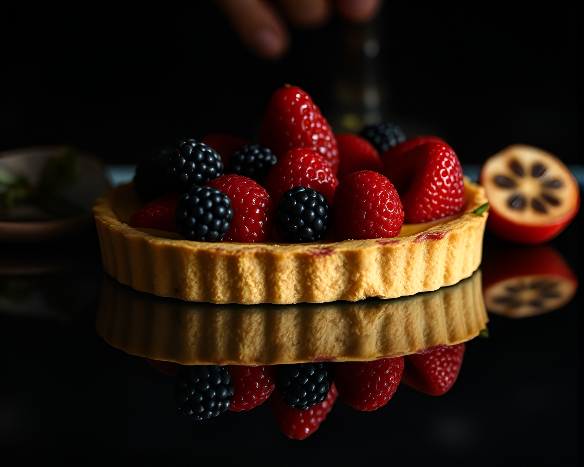 Double Reflection Fruit Tart Tattoo Flash Art – free AI stock image