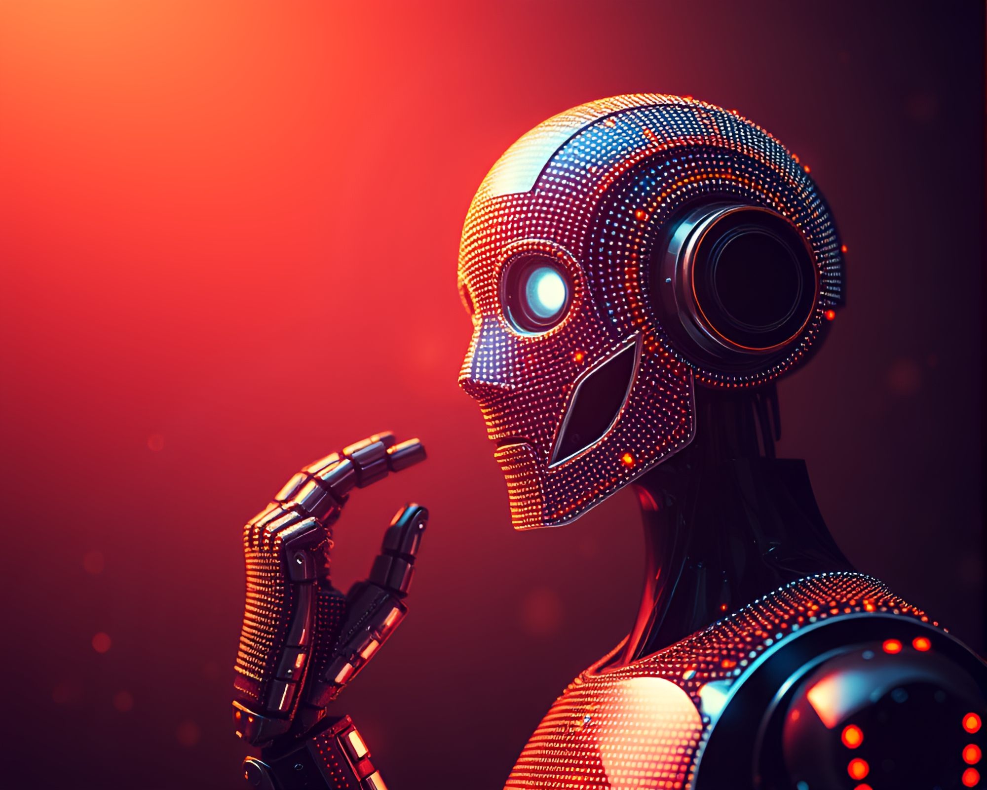Robotic Dot Matrix in Bright Midday Light – free AI stock image