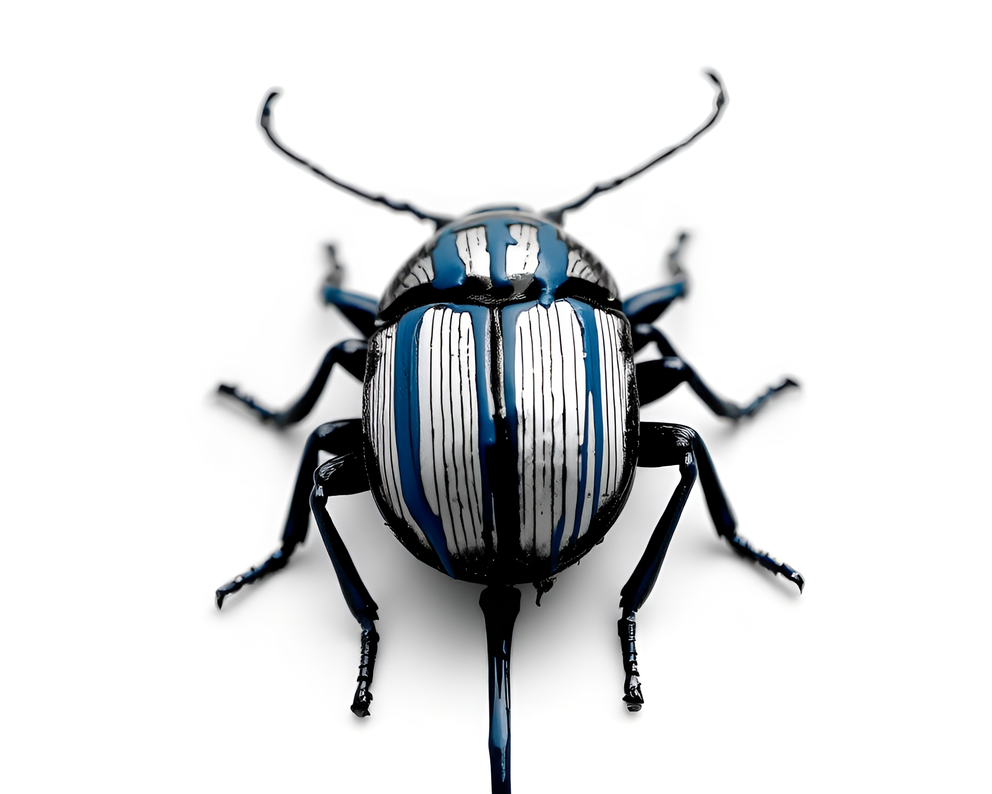 Blue Beetle Contouring in Paint Drips Composition – free AI stock image