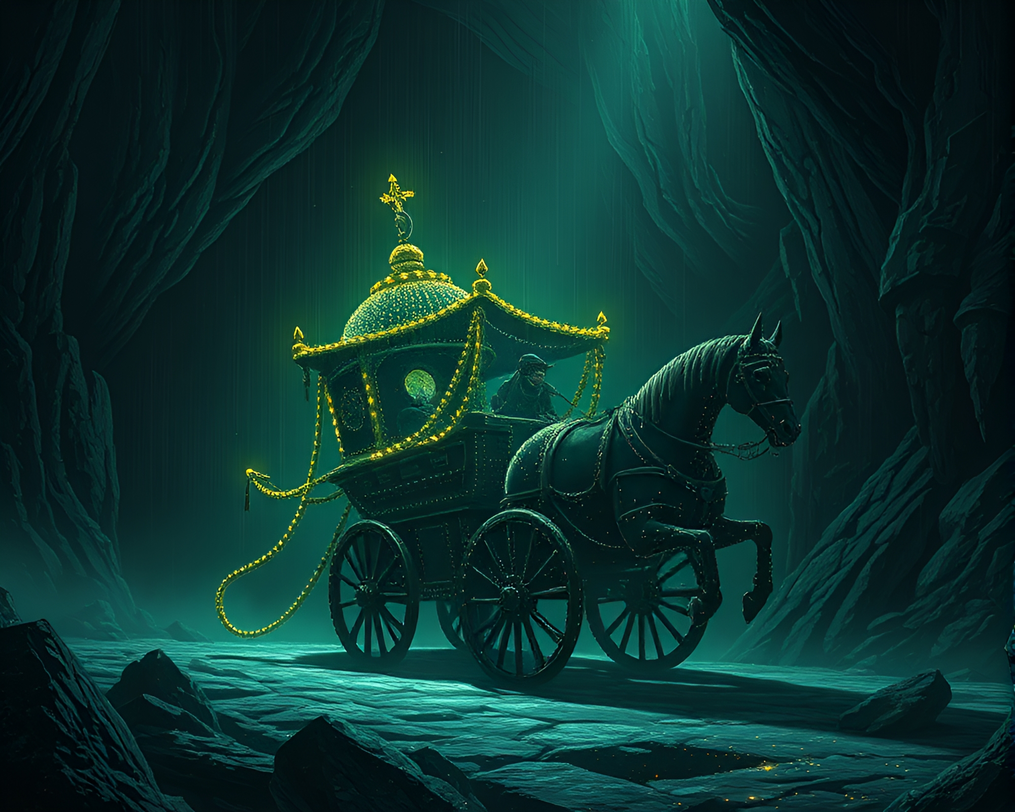 Chariot Racing in Dungeon Torchlight – free AI stock image