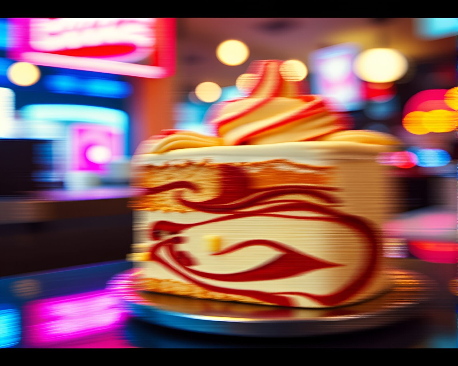 Colorful 8-bit marbled cake with motion blur effect