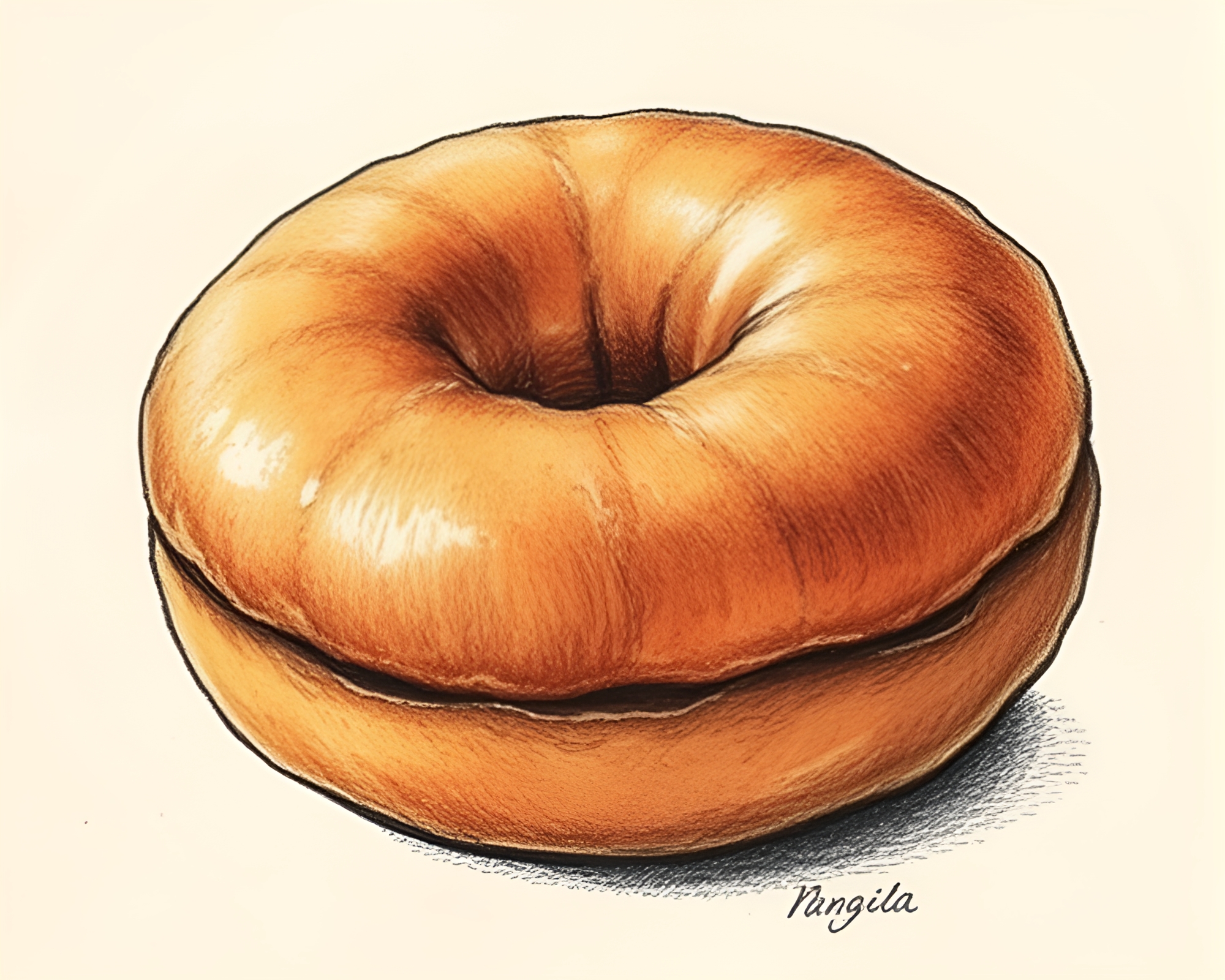 Etched jelly-filled doughnut with grain overlay – free AI stock image