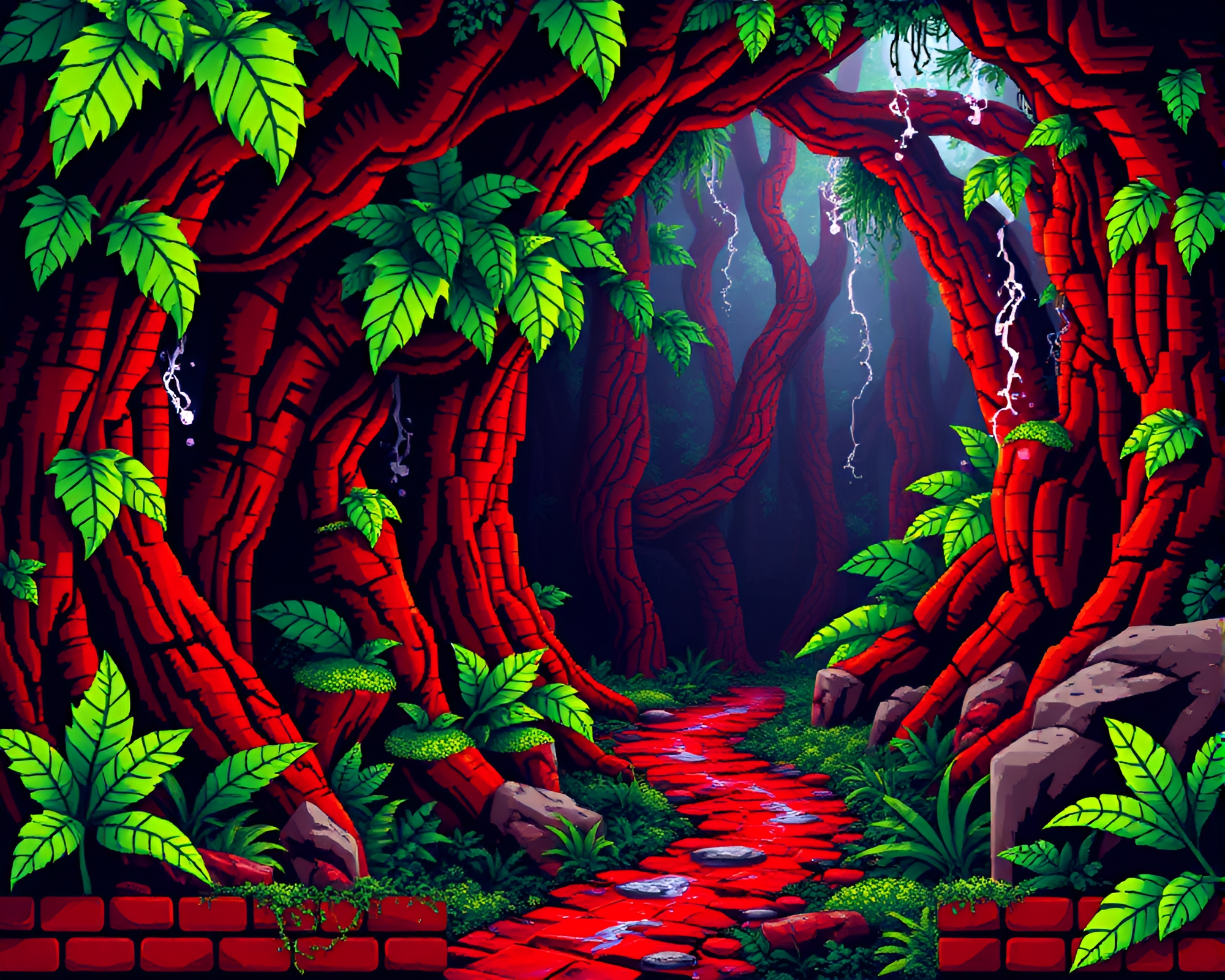 Jungle Vortex Twist in 8-Bit Pixel Art – free AI stock image